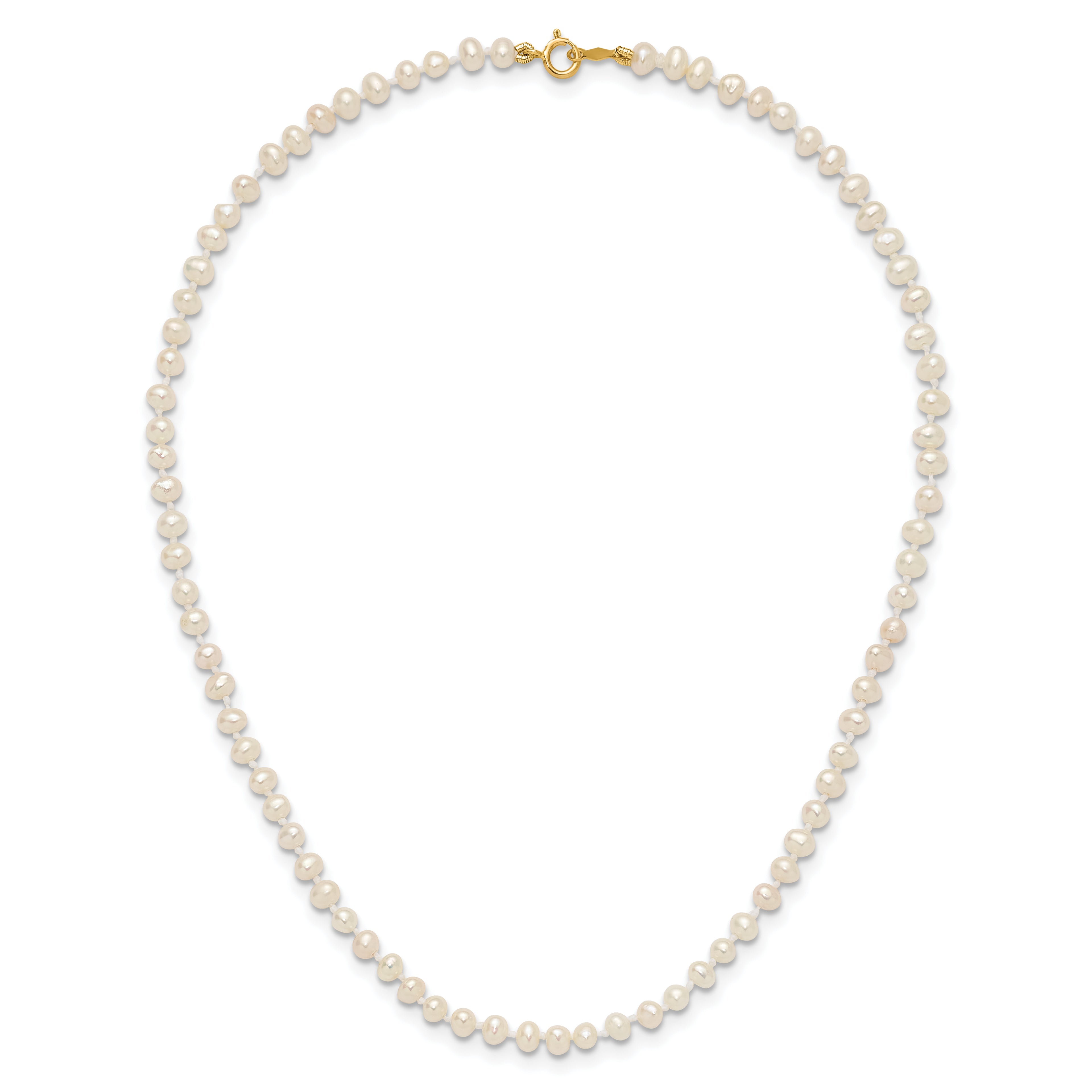 14k Children's 3-4mm White Semi-Round Freshwater Cultured Pearl 12 inch Necklace