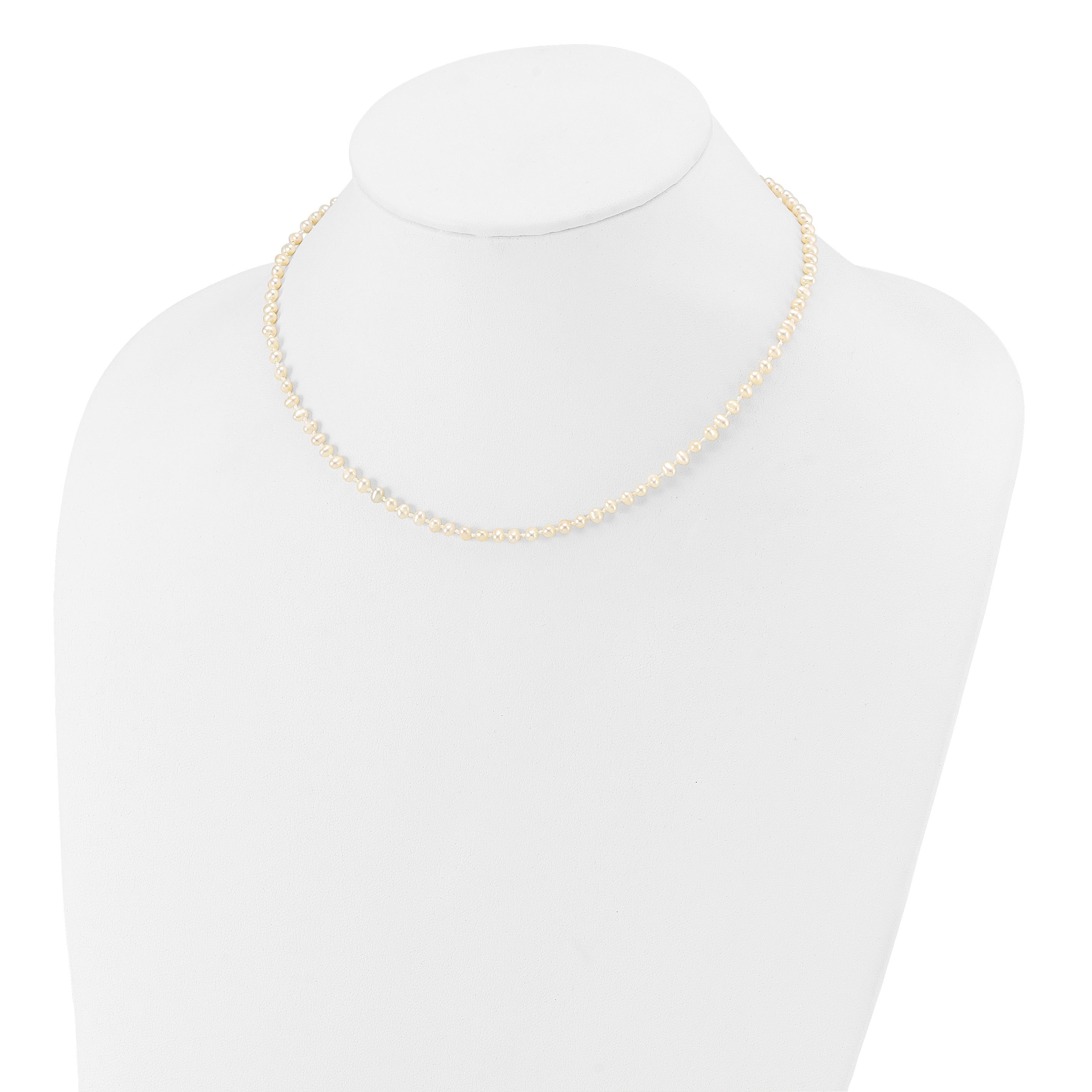 14k 3-4mm White Semi-Round Freshwater Cultured Pearl 14 inch Necklace