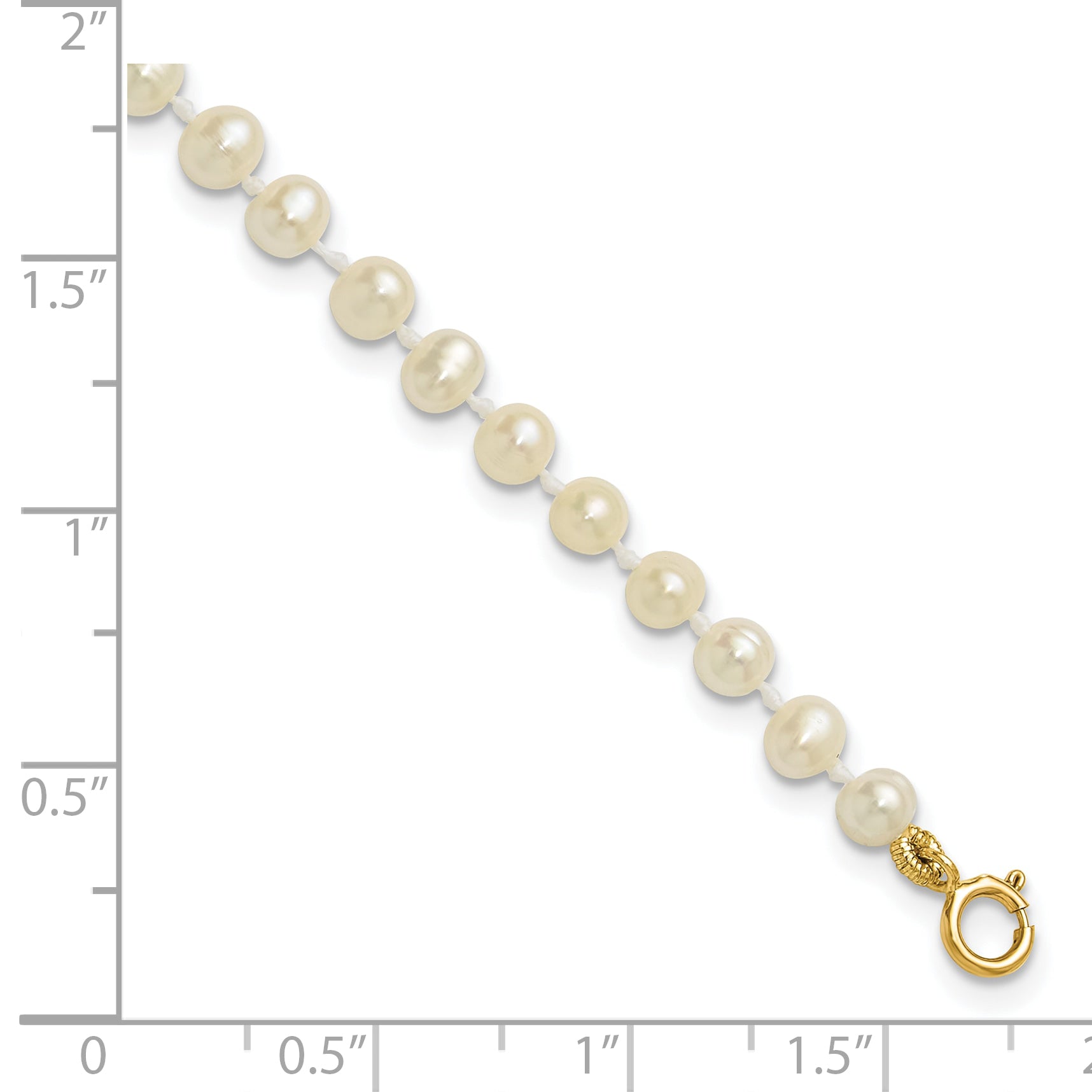 14k 3-4mm White Semi-Round Freshwater Cultured Pearl 4 inch Bracelet