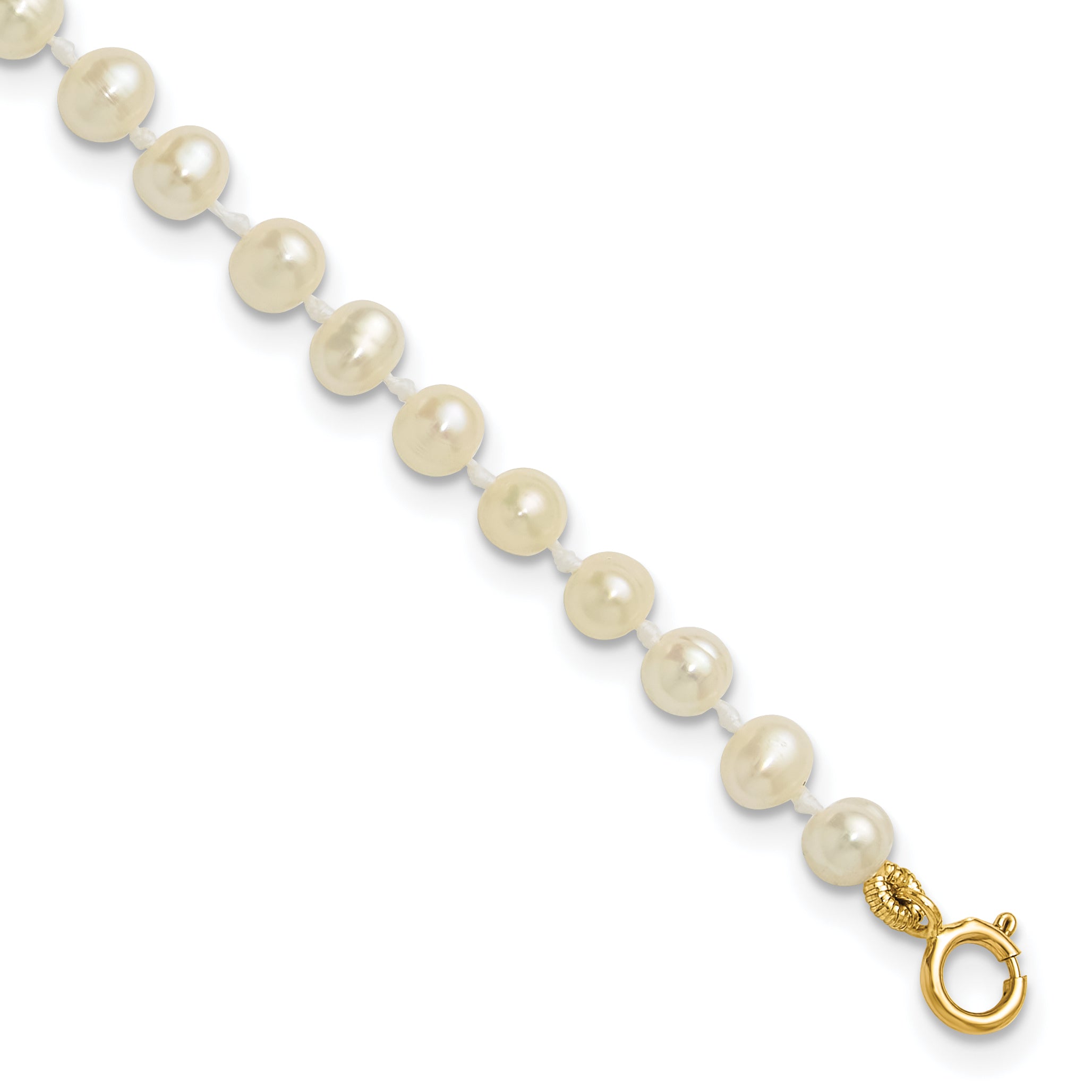 14k 3-4mm White Semi-Round Freshwater Cultured Pearl 4 inch Bracelet Main image