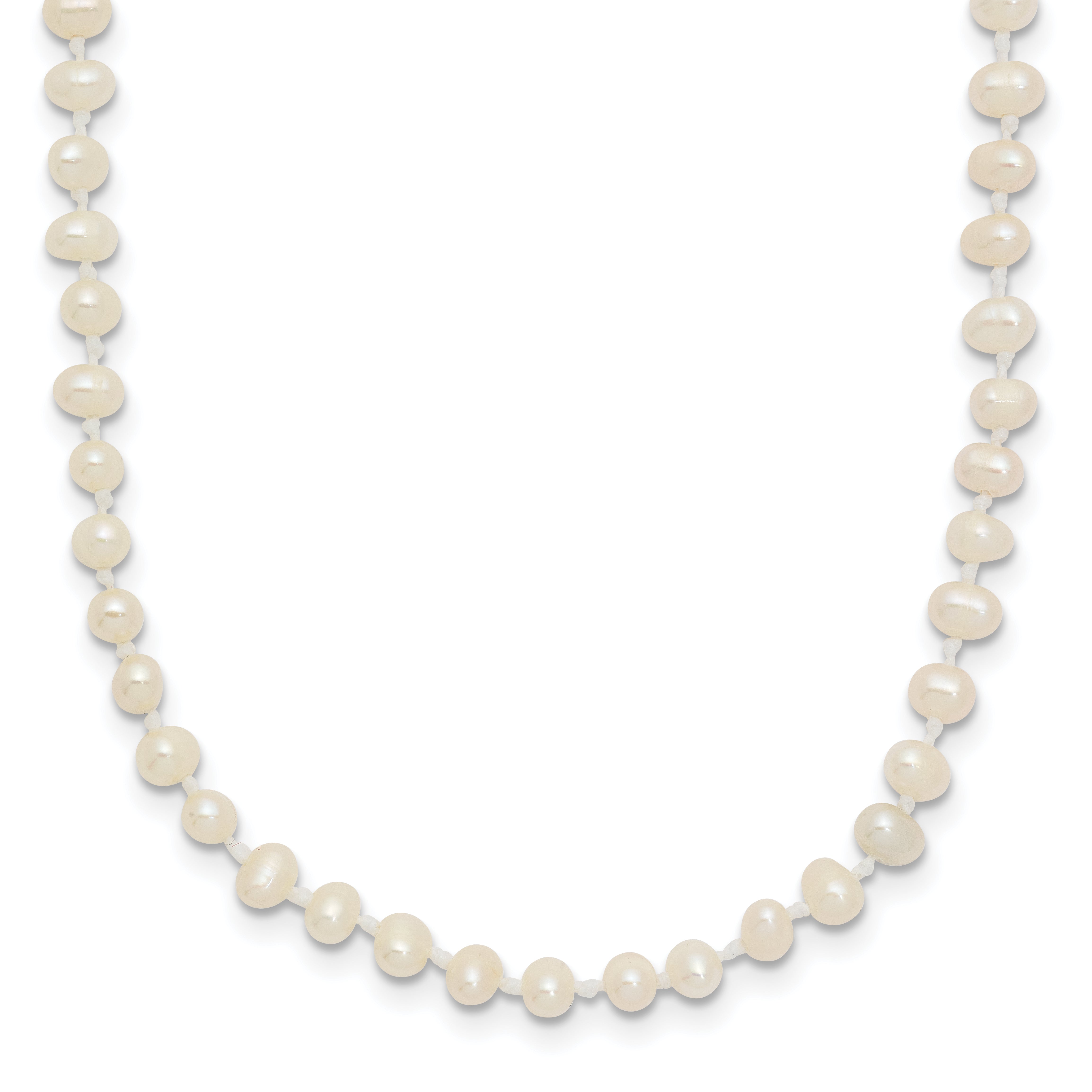 14k 3-4mm White Semi-Round Freshwater Cultured Pearl 16 inch Necklace Main image