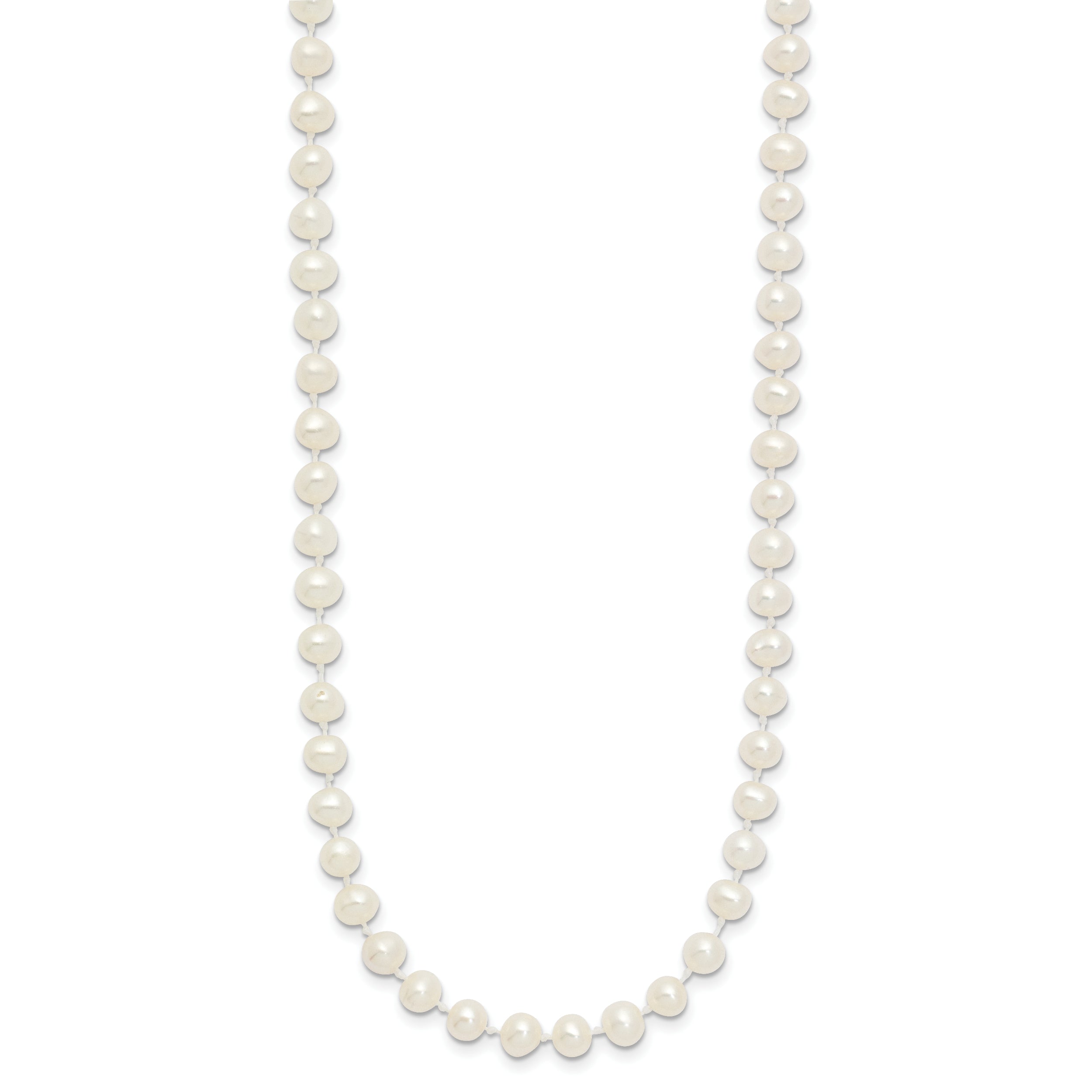 14k 4-5mm White Semi-Round Freshwater Cultured Pearl 14 inch Necklace