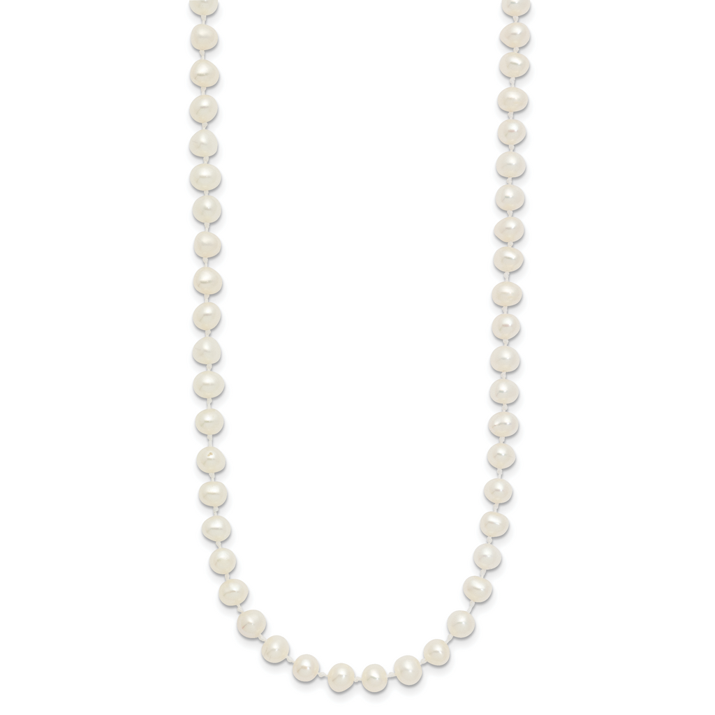 14k 4-5mm White Semi-Round Freshwater Cultured Pearl 14 inch Necklace