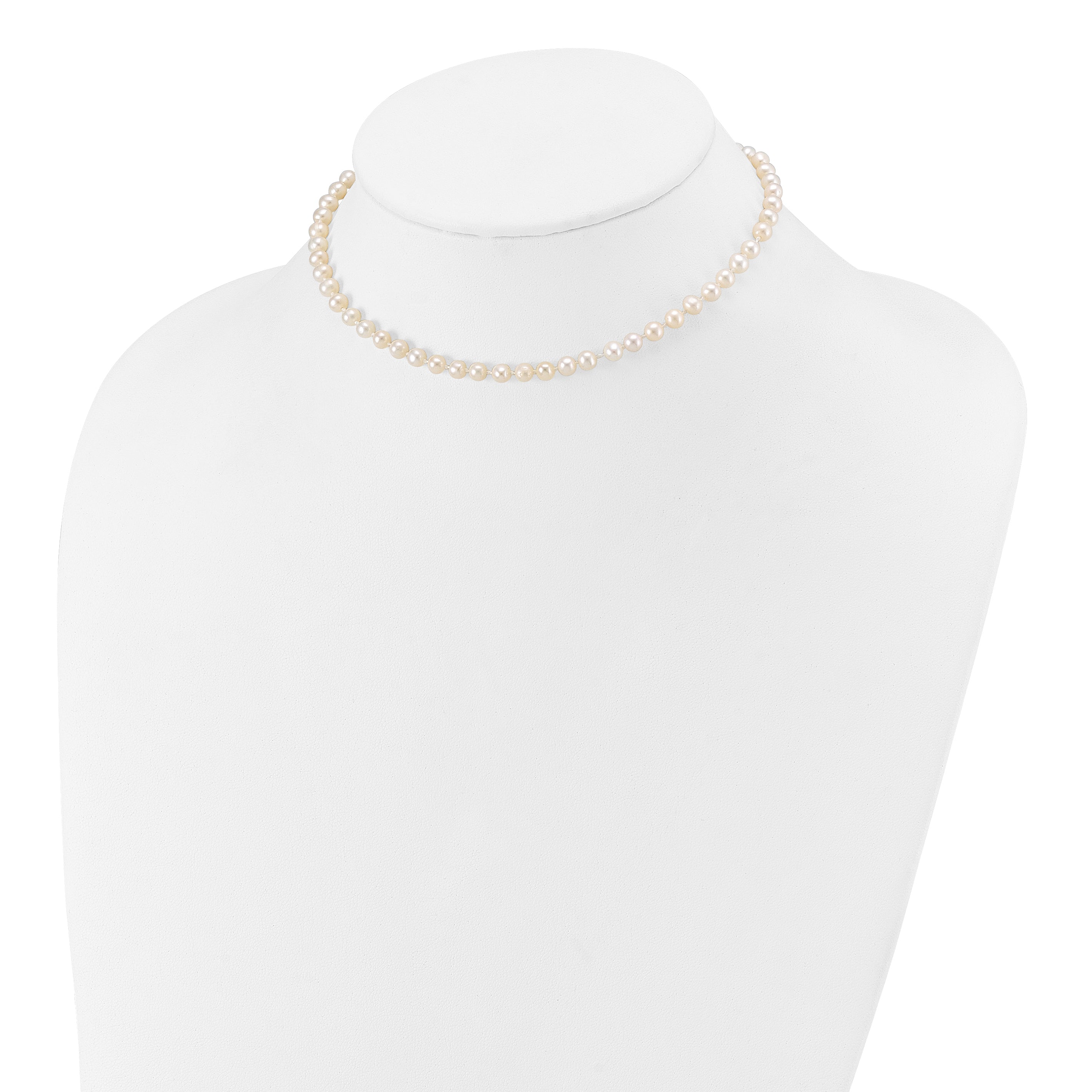 14k 4-5mm White Semi-Round Freshwater Cultured Pearl 12 inch Necklace