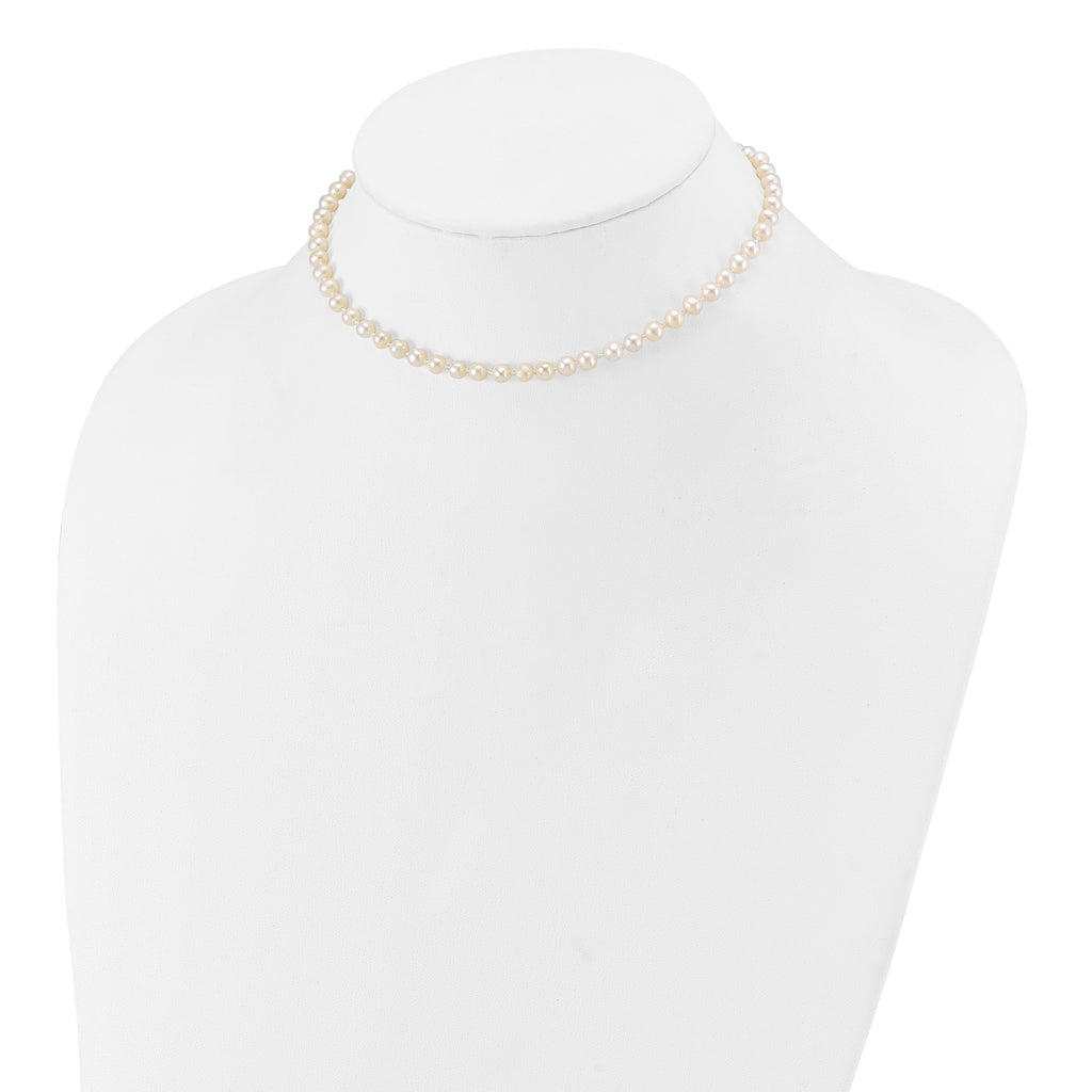 14k 4-5mm White Semi-Round Freshwater Cultured Pearl 12 inch Necklace