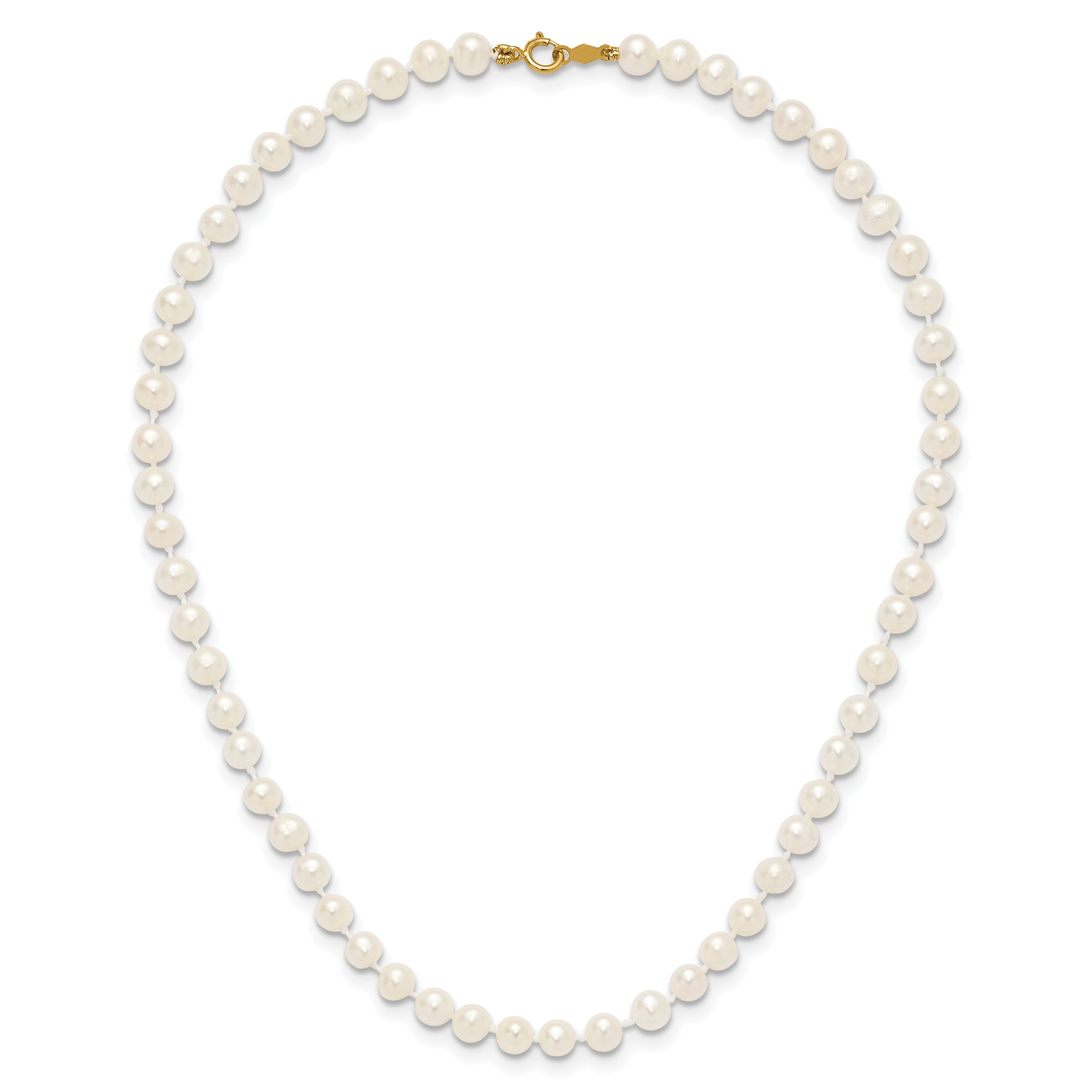 14k 4-5mm White Semi-Round Freshwater Cultured Pearl 12 inch Necklace