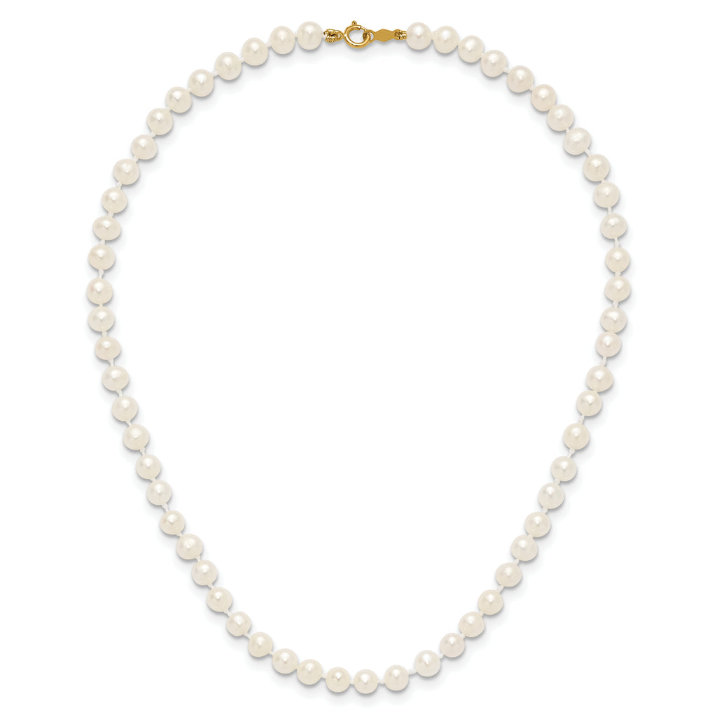 14k 4-5mm White Semi-Round Freshwater Cultured Pearl 12 inch Necklace
