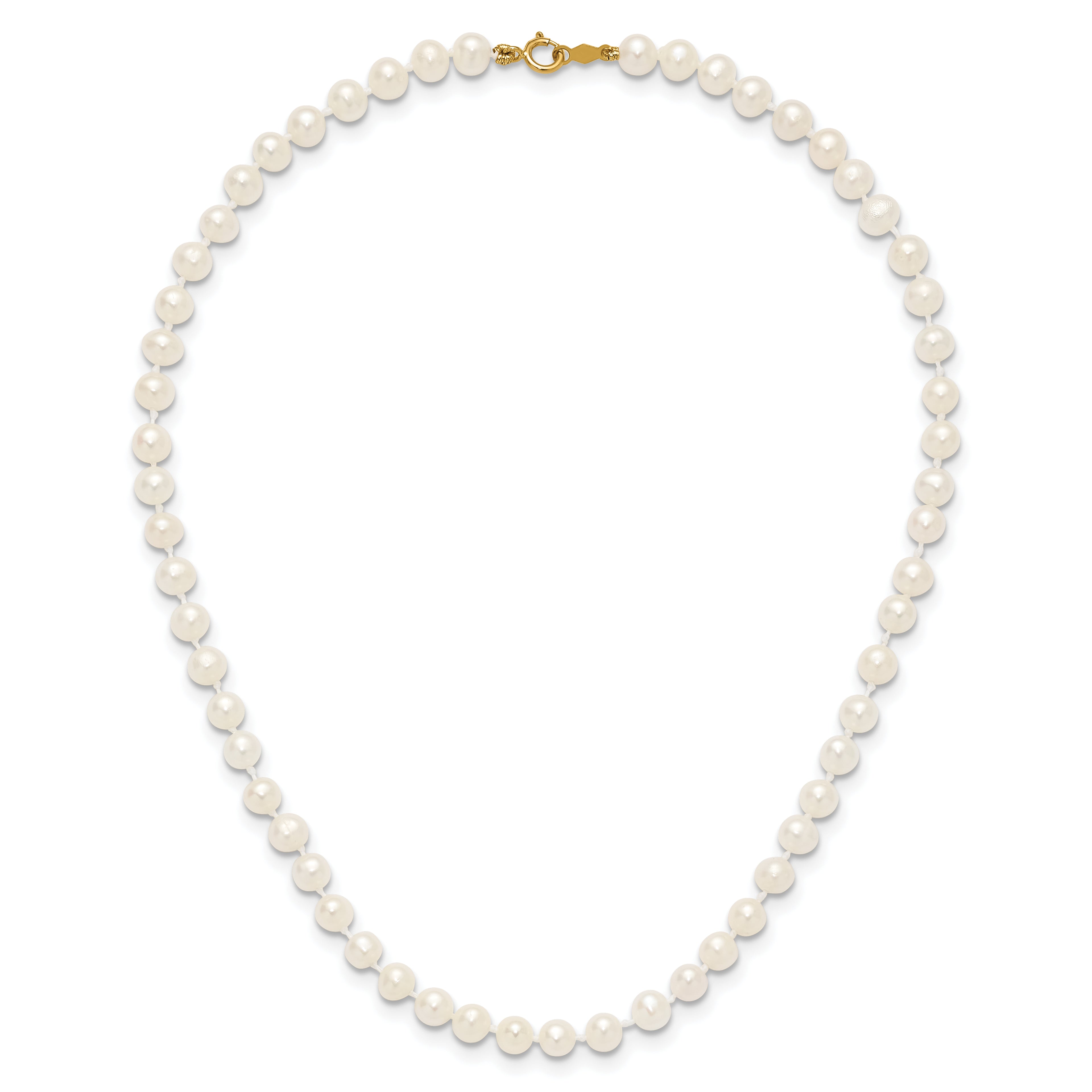 14k 4-5mm White Semi-Round Freshwater Cultured Pearl 12 inch Necklace