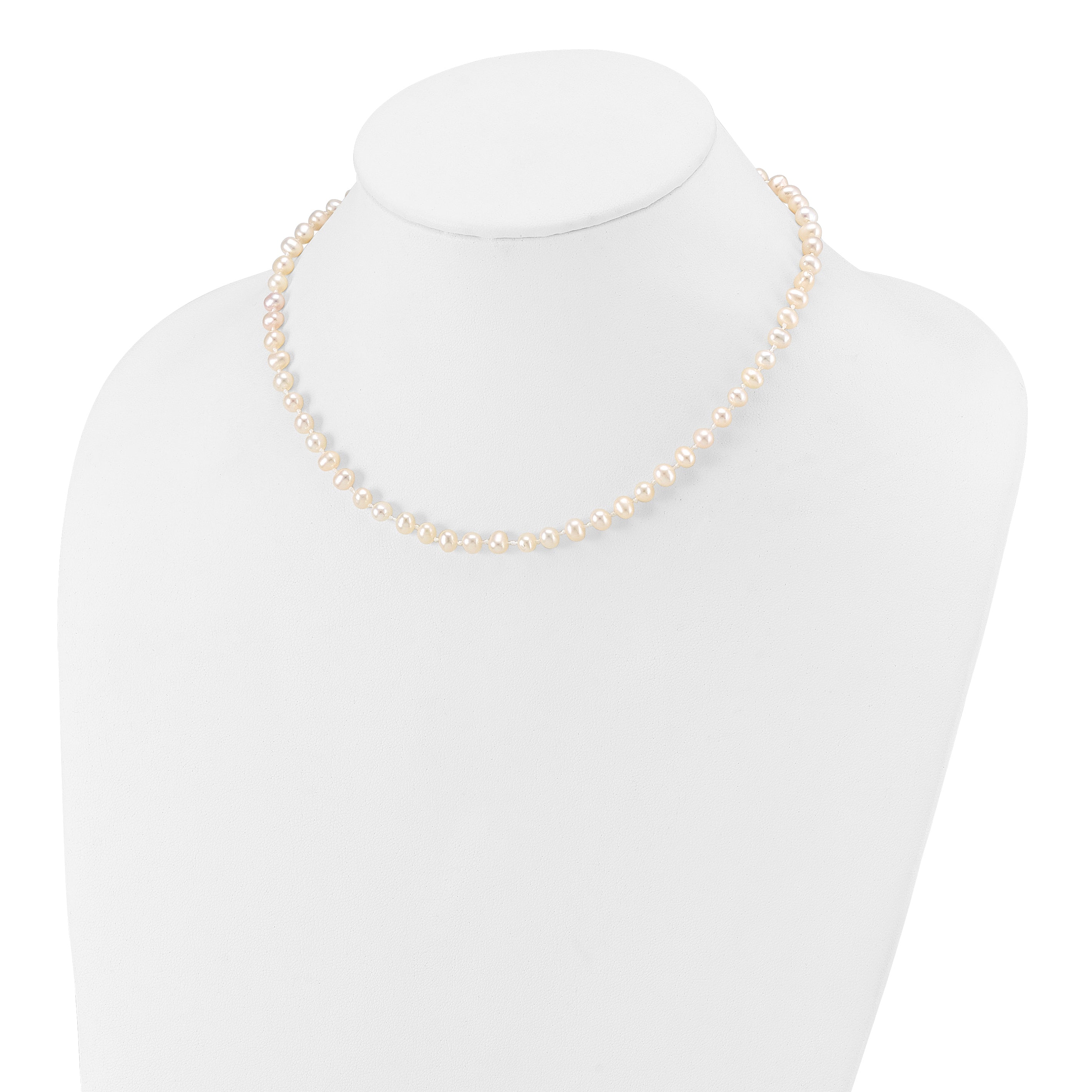 14k 4-5mm White Semi-Round Freshwater Cultured Pearl 14 inch Necklace
