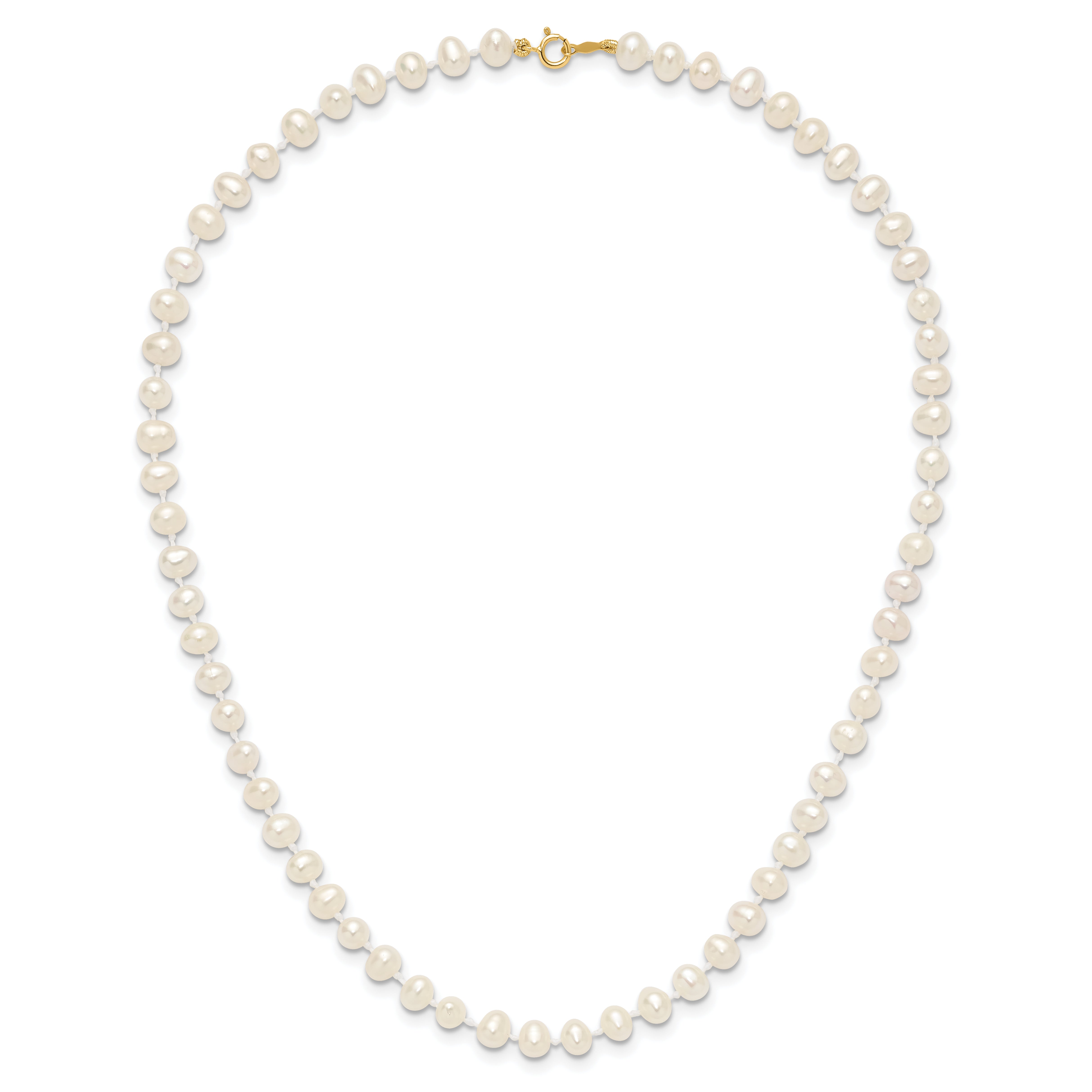 14k 4-5mm White Semi-Round Freshwater Cultured Pearl 14 inch Necklace