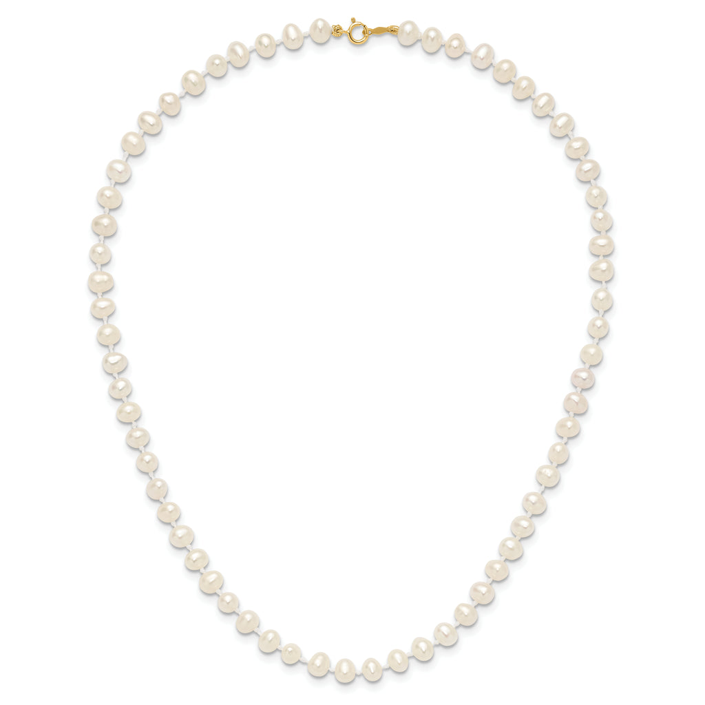 14k 4-5mm White Semi-Round Freshwater Cultured Pearl 14 inch Necklace
