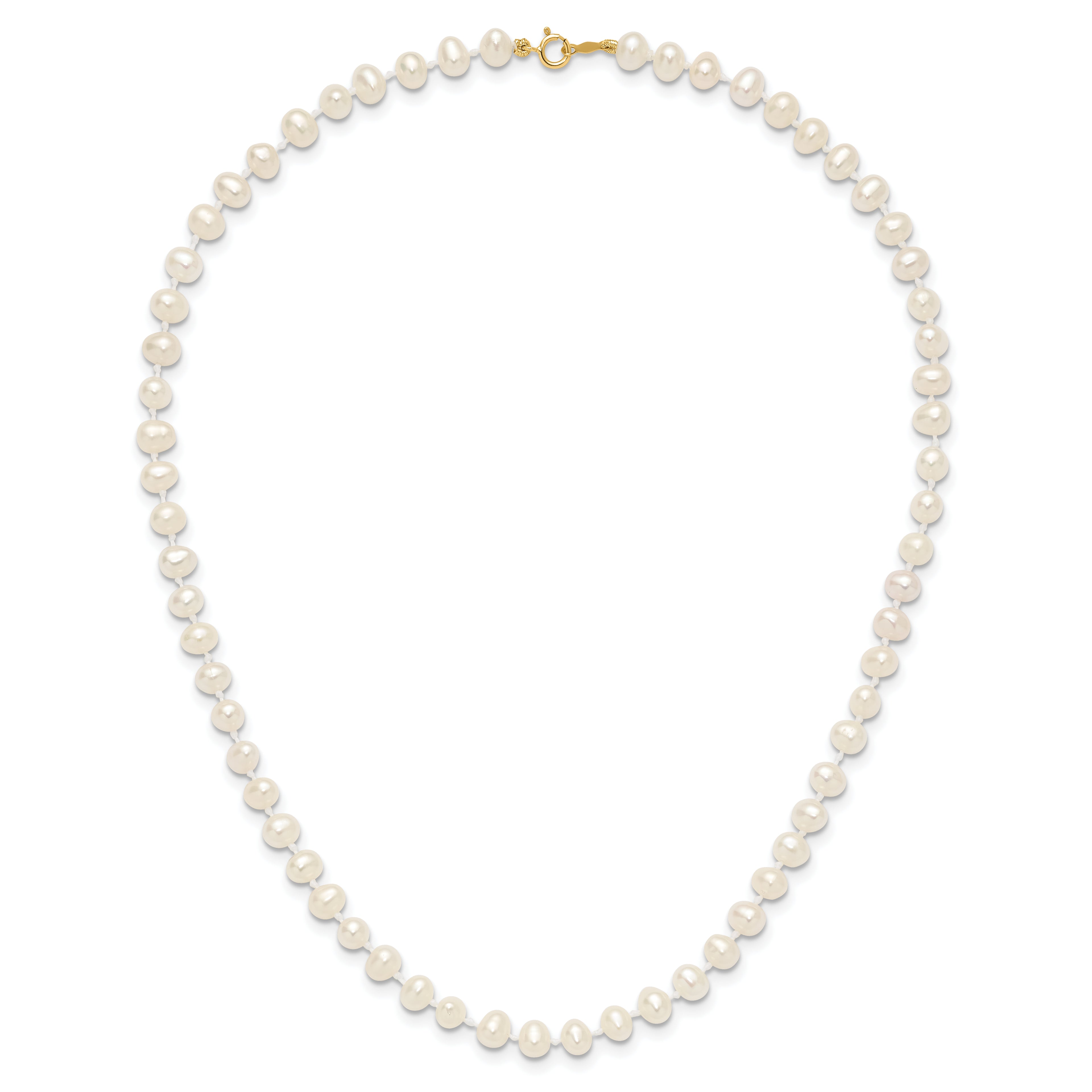 14k 4-5mm White Semi-Round Freshwater Cultured Pearl 14 inch Necklace