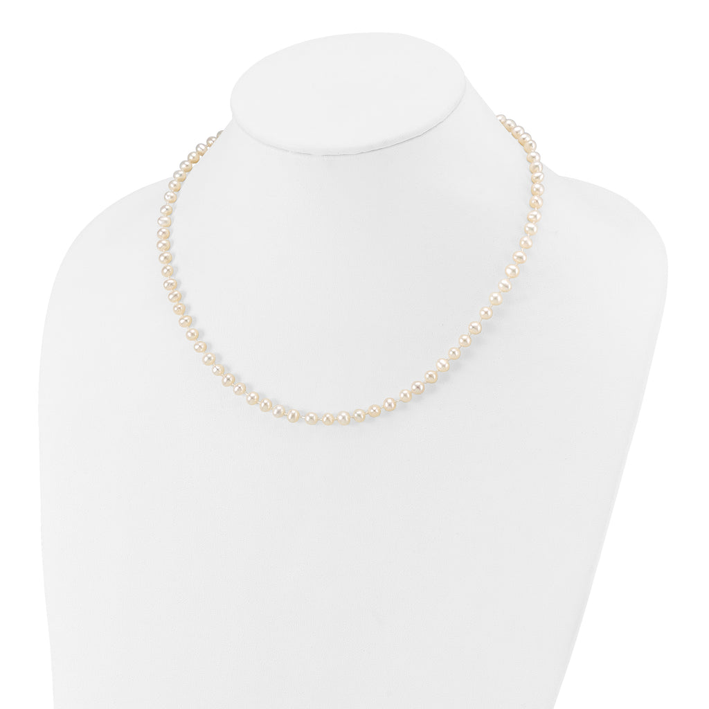 14k 4-5mm White Semi-Round Freshwater Cultured Pearl 16 inch Necklace