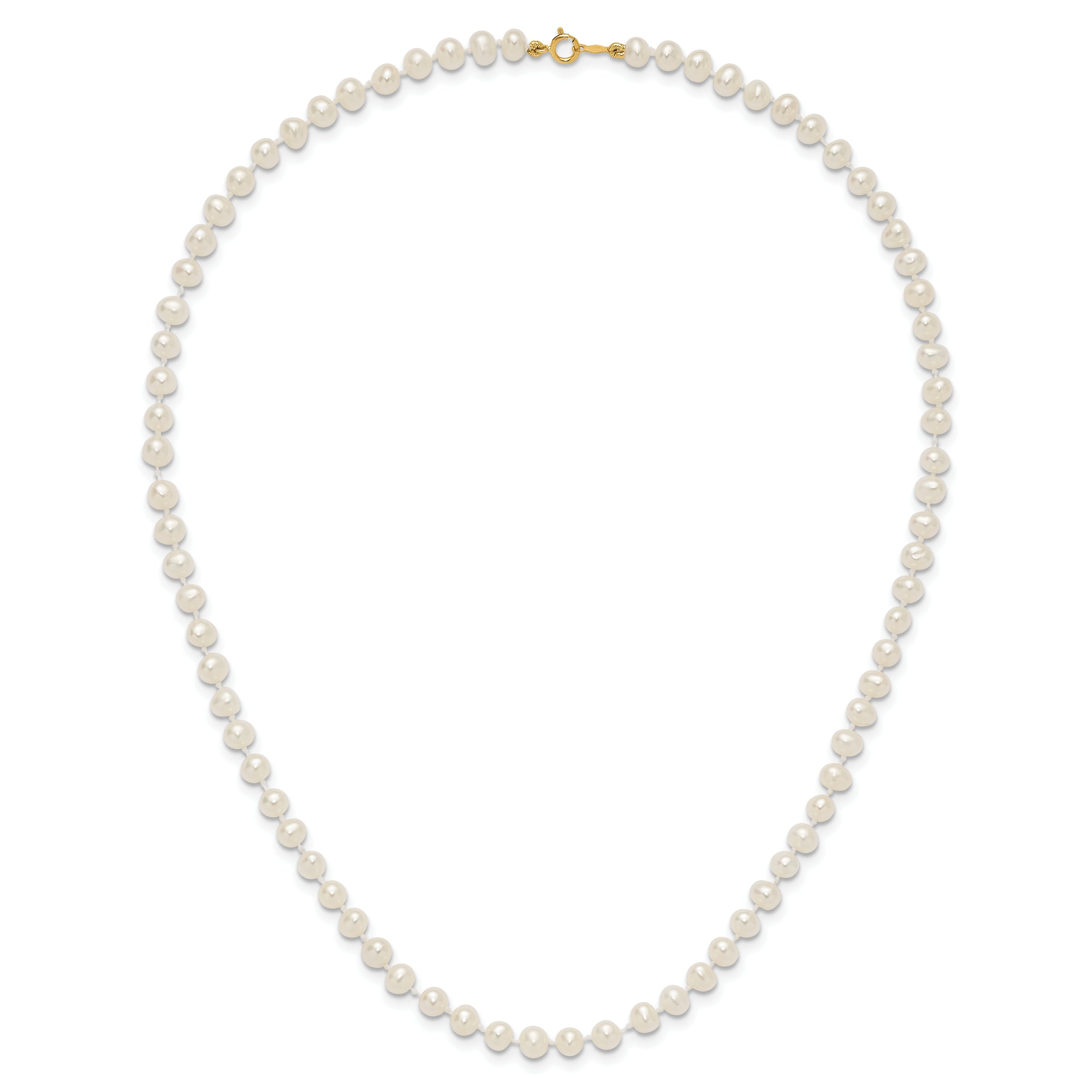 14k 4-5mm White Semi-Round Freshwater Cultured Pearl 16 inch Necklace