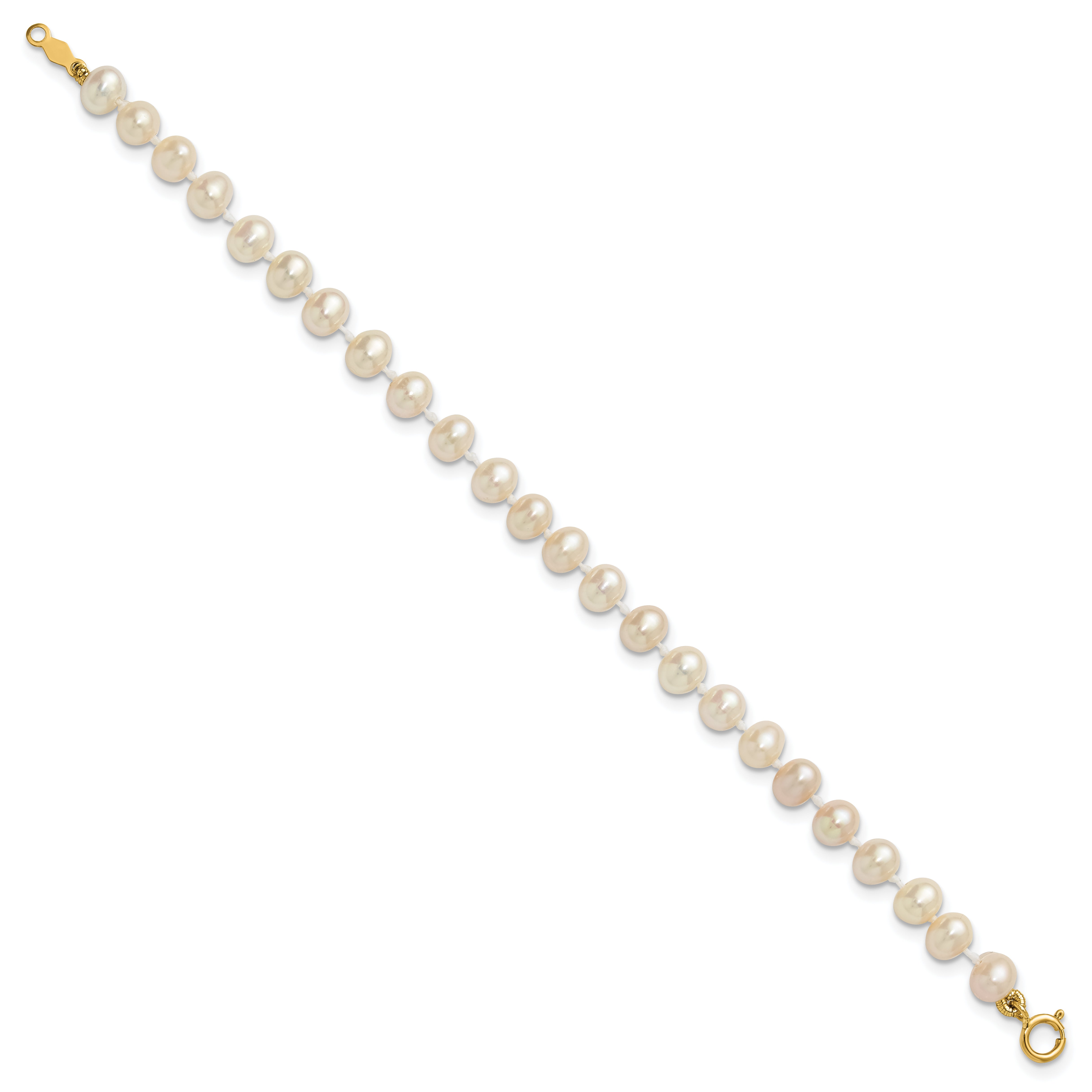 14k 4-5mm White Semi-Round Freshwater Cultured Pearl 4 inch Bracelet Secondary image