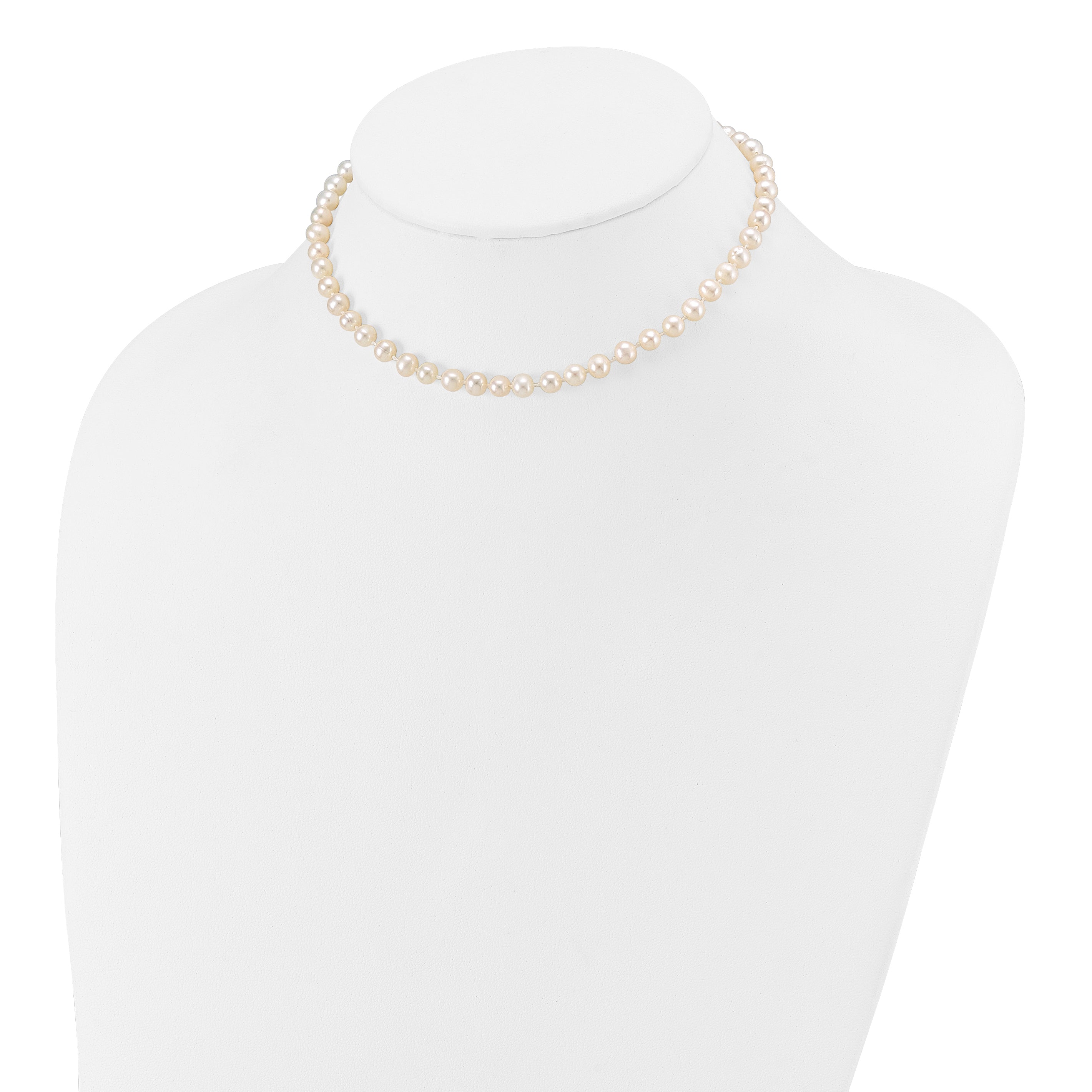 14k 5-6mm White Semi-Round Freshwater Cultured Pearl 12 inch Necklace