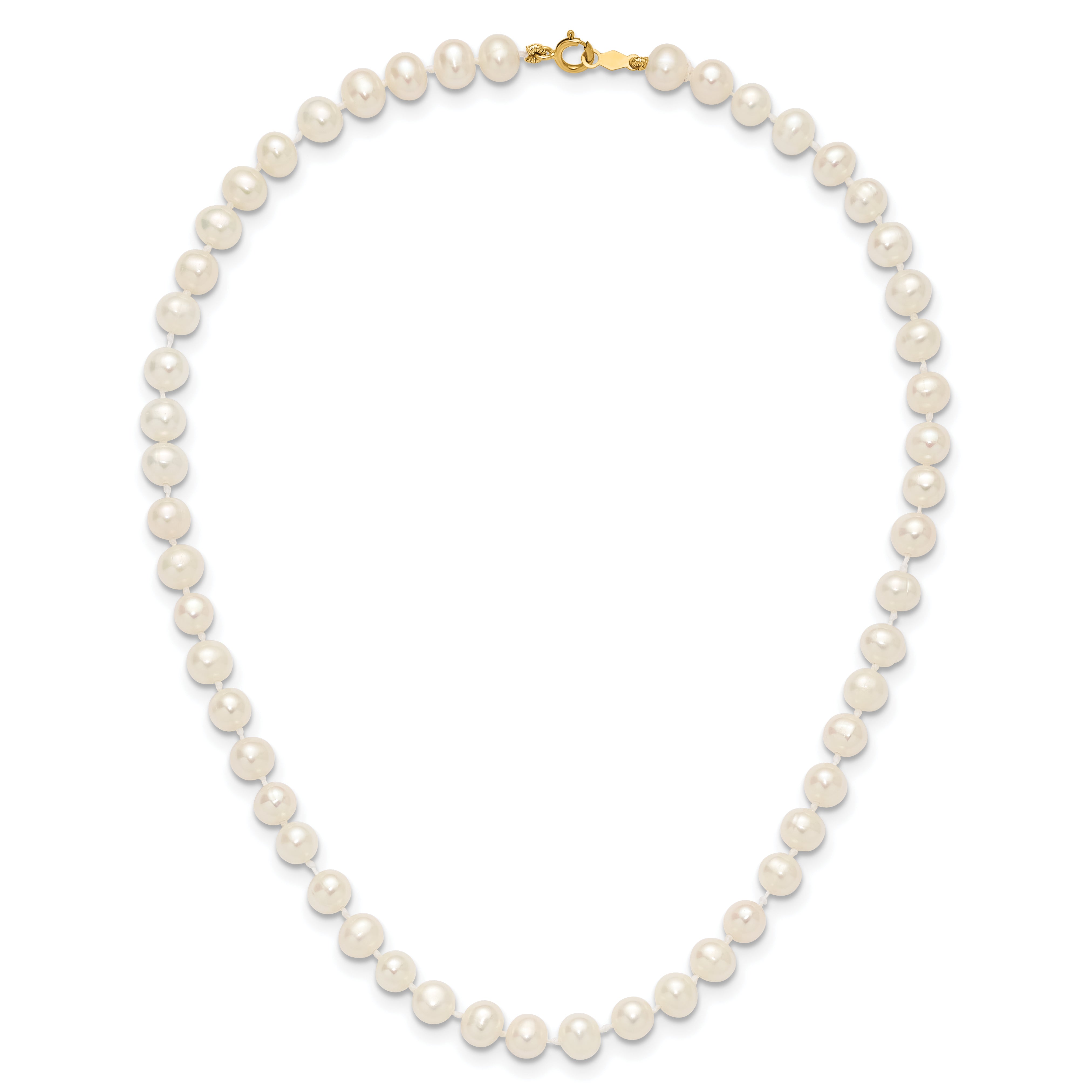 14k 5-6mm White Semi-Round Freshwater Cultured Pearl 14 inch Necklace