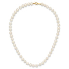 14K Yellow Gold White Freshwater Cultured Pearl Necklace 5-6mm