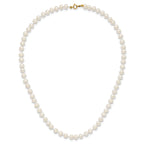 14K Yellow Gold White Freshwater Cultured Pearl Necklace 5-6mm