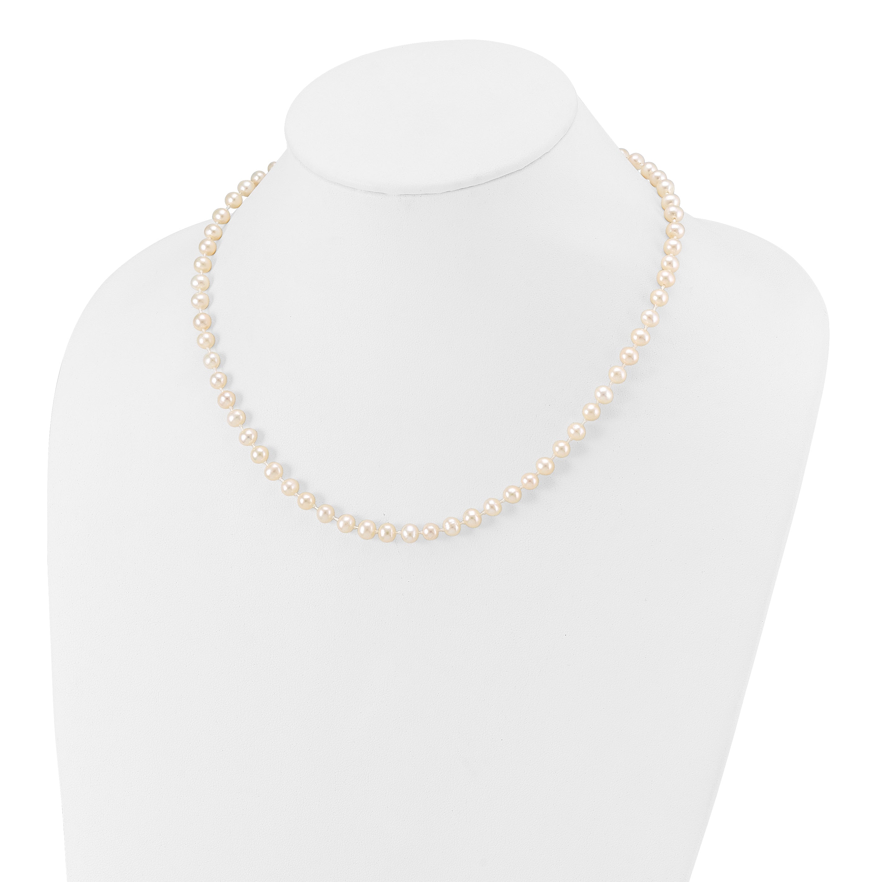14k 5-6mm White Semi-Round Freshwater Cultured Pearl 16 inch Necklace
