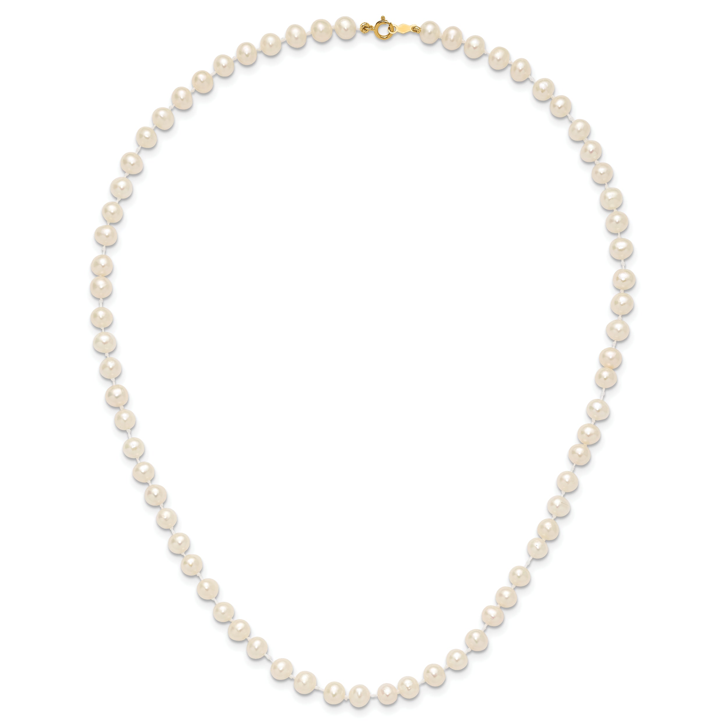 14k 5-6mm White Semi-Round Freshwater Cultured Pearl 16 inch Necklace