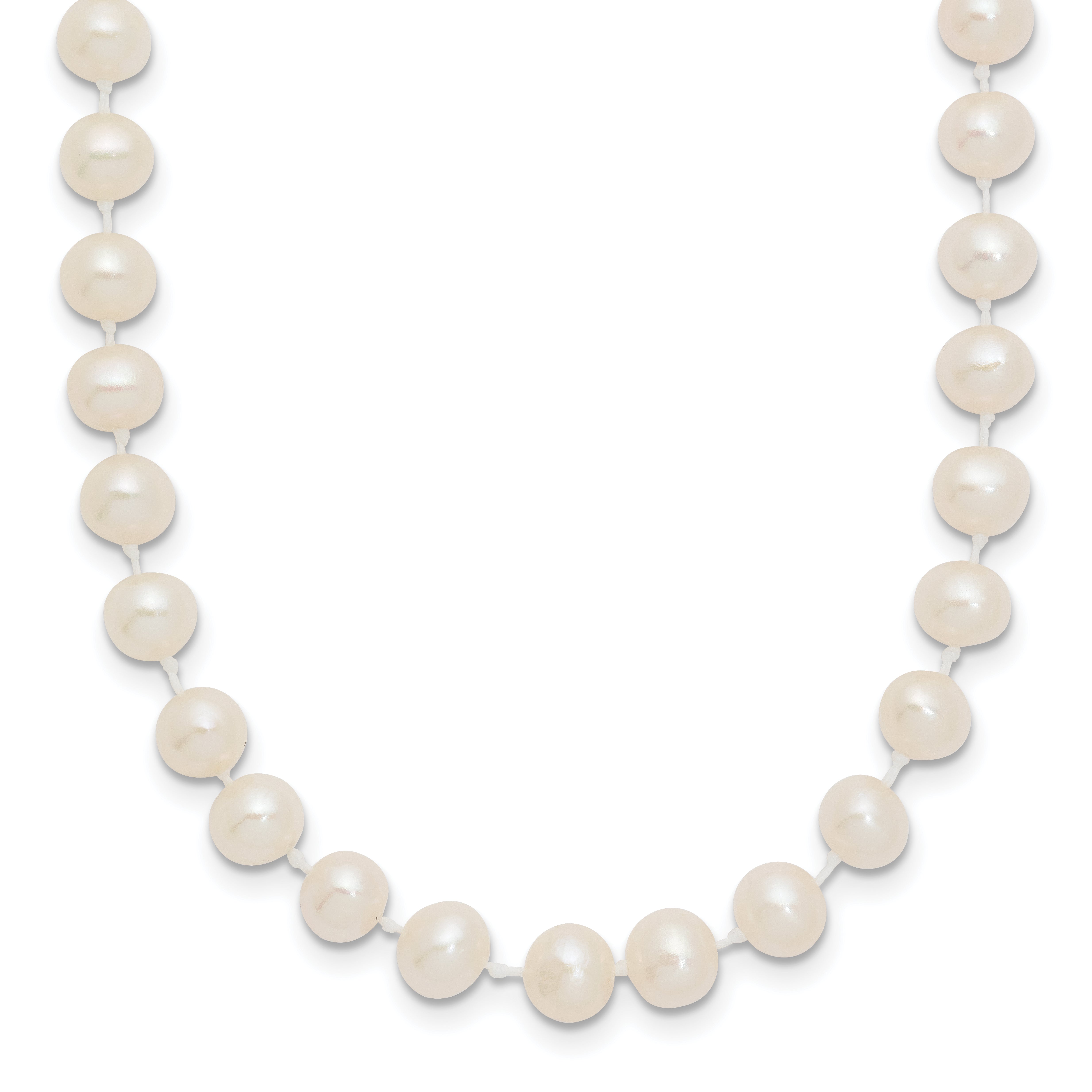 14K Yellow Gold White Freshwater Cultured Pearl Necklace 5-6mm Main image