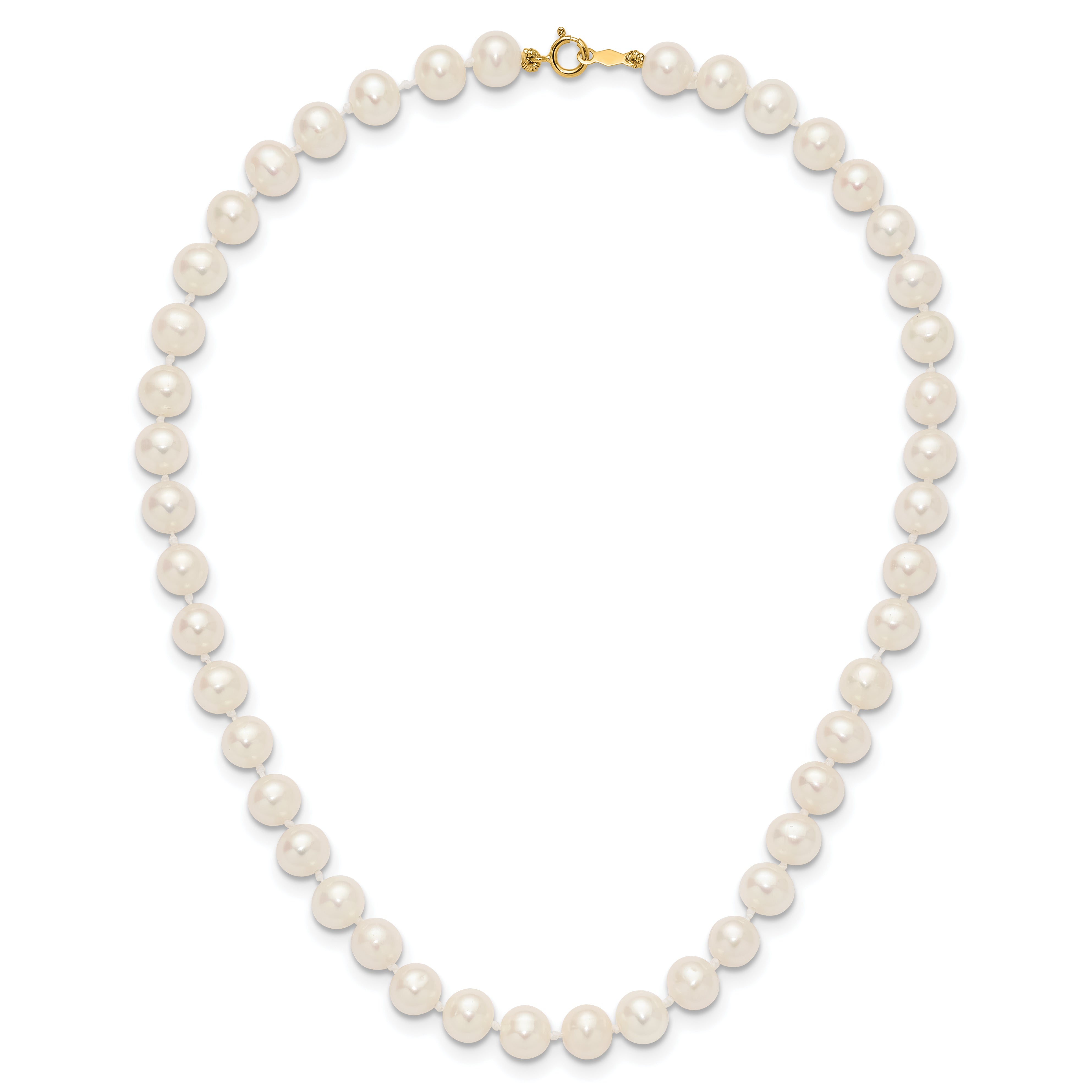 14k 6-7mm White Semi-Round Freshwater Cultured Pearl 14 inch Necklace