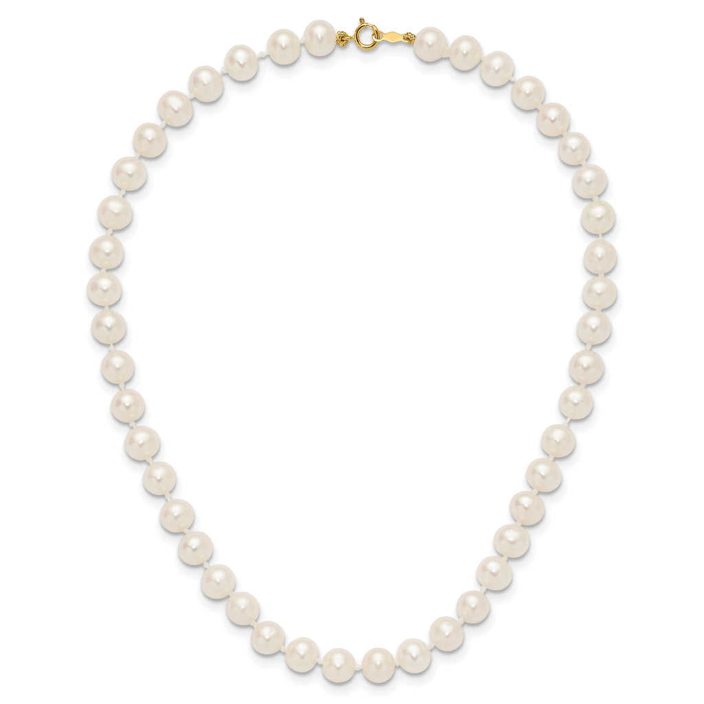 14k 6-7mm White Semi-Round Freshwater Cultured Pearl 14 inch Necklace