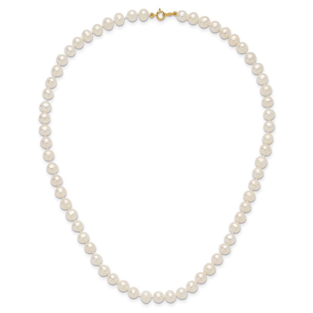 14k 6-7mm White Semi-Round Freshwater Cultured Pearl 16 inch Necklace