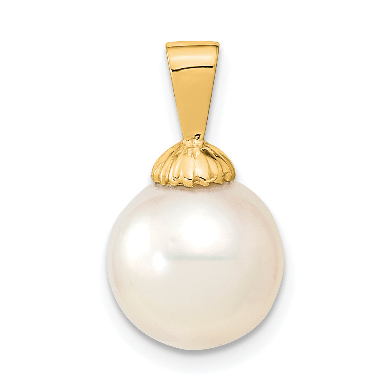 14K 10-11mm White Round Saltwater Cultured South Sea Pearl Pendant Secondary image