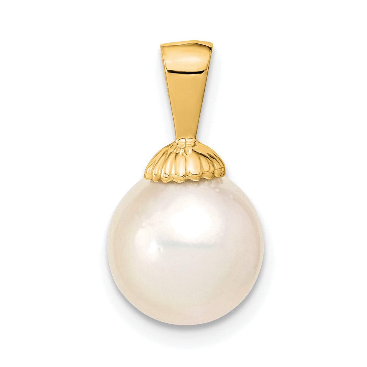 14K 9-10mm White Round Saltwater Cultured South Sea Pearl Pendant Secondary image