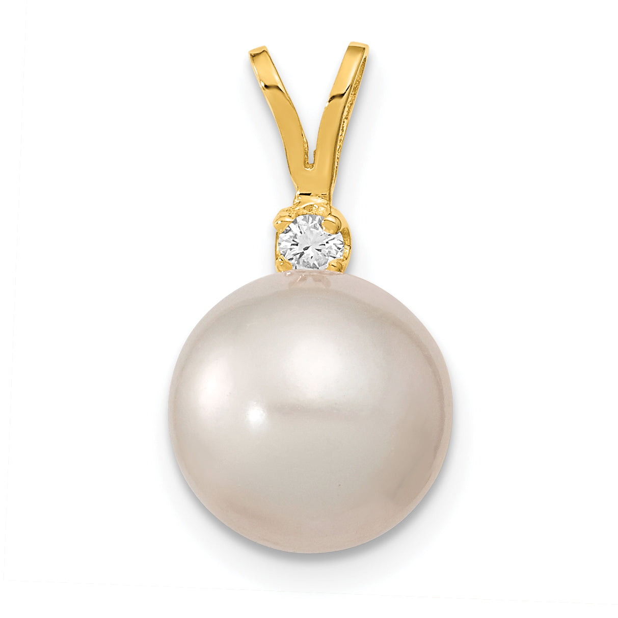 14K 9-10mm White Saltwater Cultured South Sea Pearl .05ct Diamond Pendant Secondary image