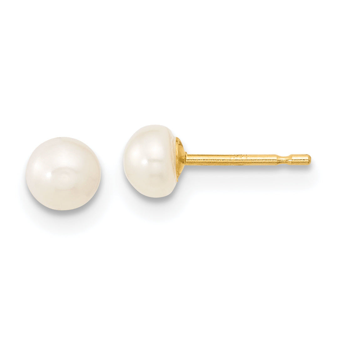 14k 4-5mm White Freshwater Cultured Pearl Pendant, 5 inch Bracelet and Post Earrings Set