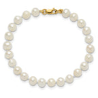 14k 4-5mm White Freshwater Cultured Pearl Pendant, 5 inch Bracelet and Post Earrings Set