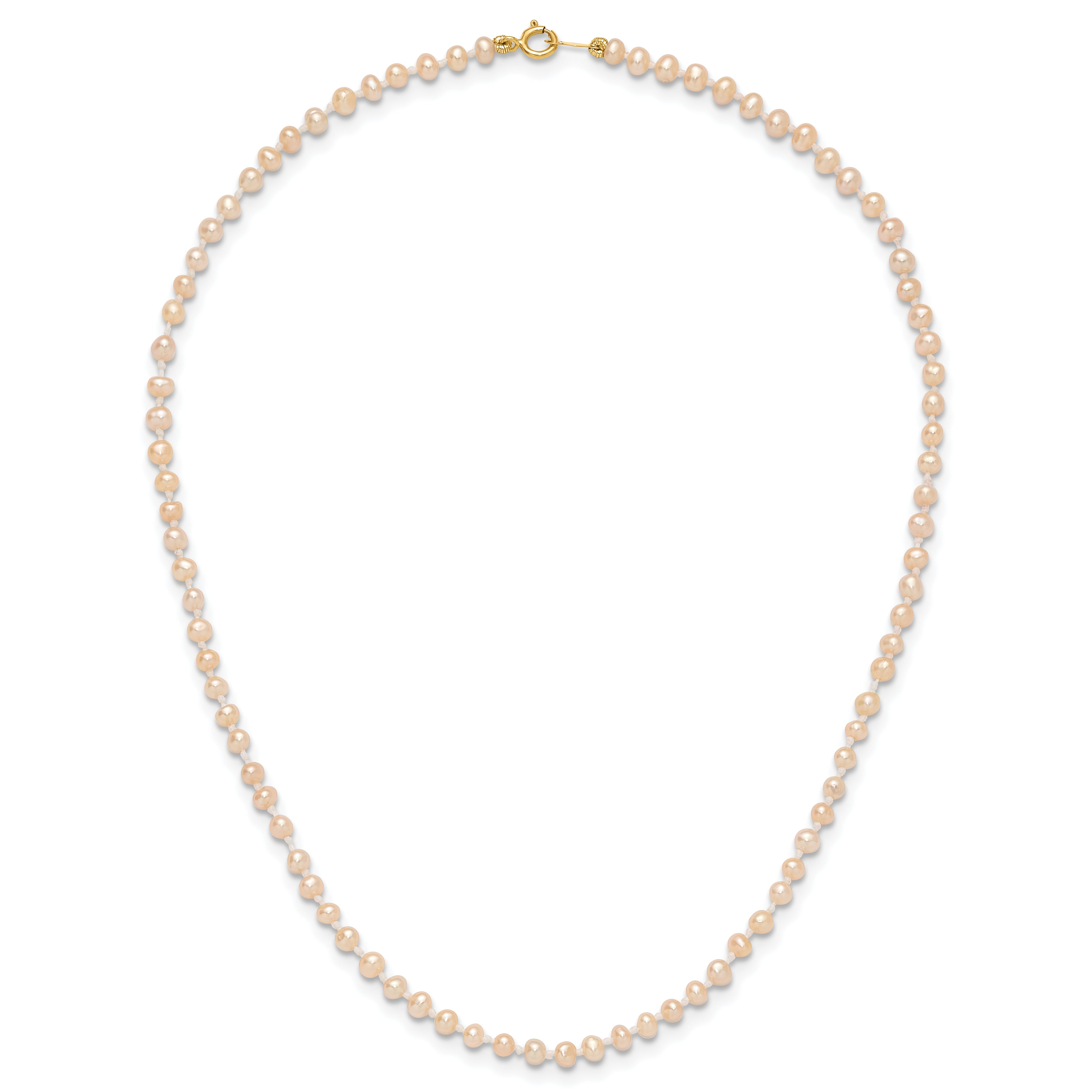 14k 3-4mm Pink Near Round Freshwater Cultured Pearl Necklace