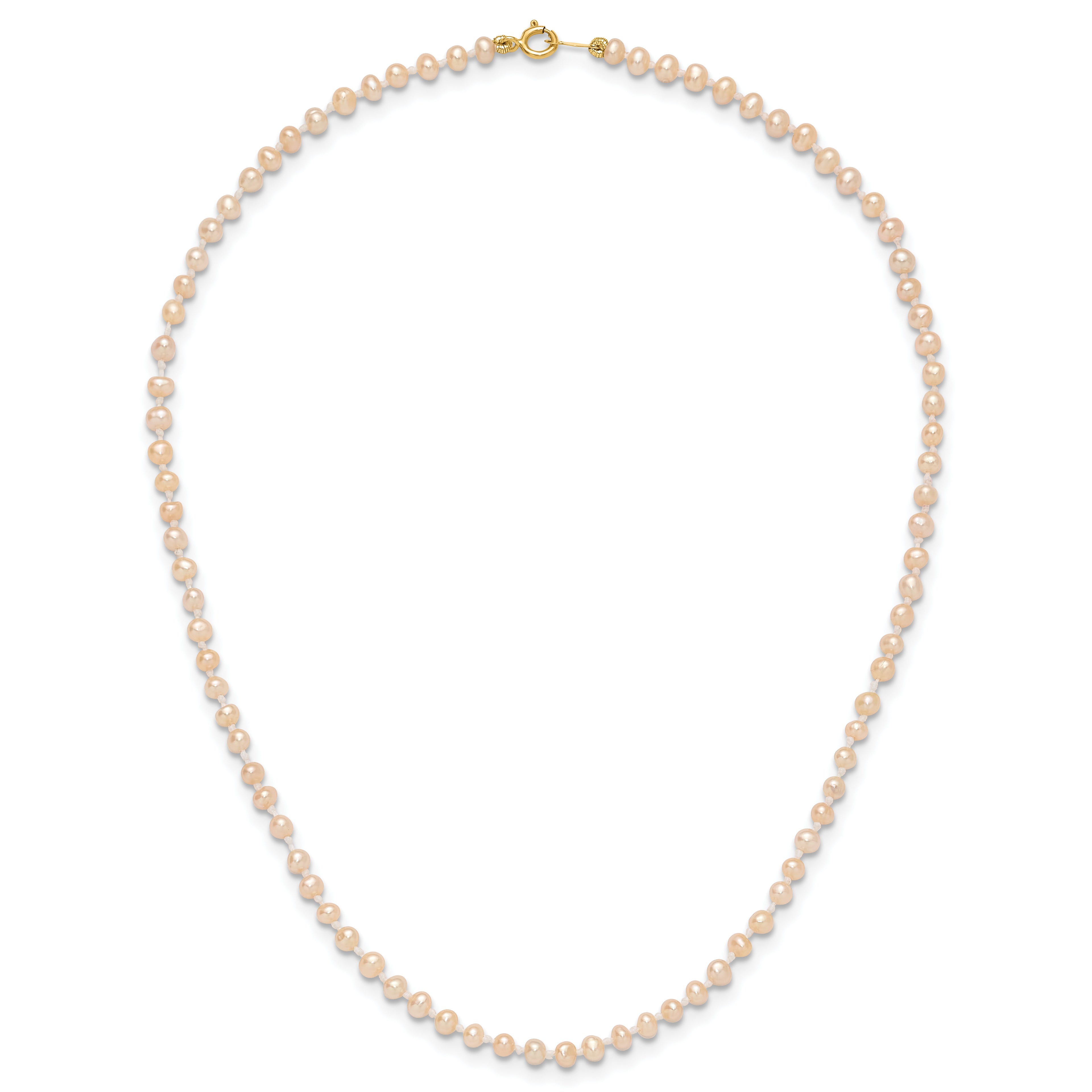 14k 3-4mm Pink Near Round Freshwater Cultured Pearl Necklace