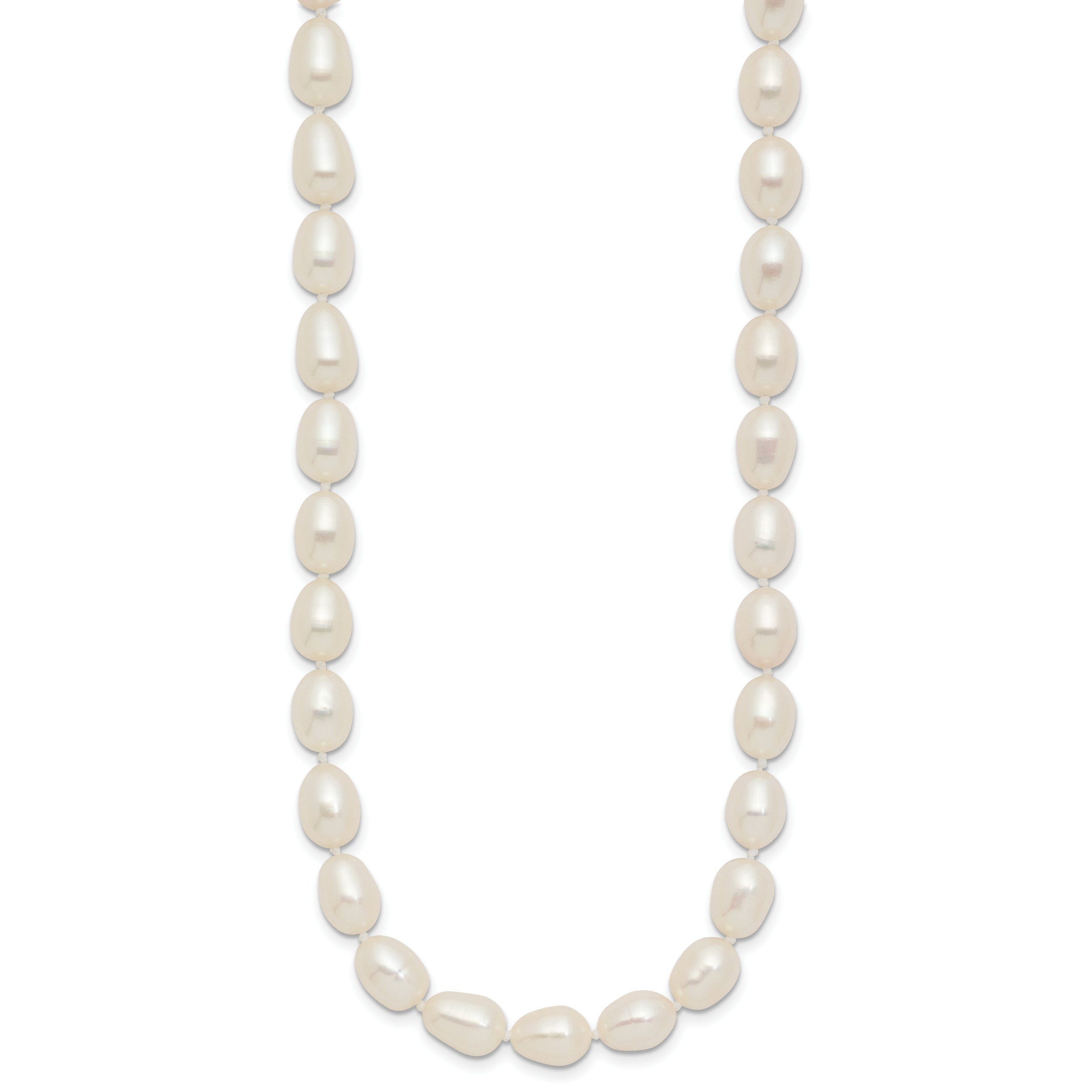 14k 7-8mm White Rice Freshwater Cultured Pearl 20 inch Necklace