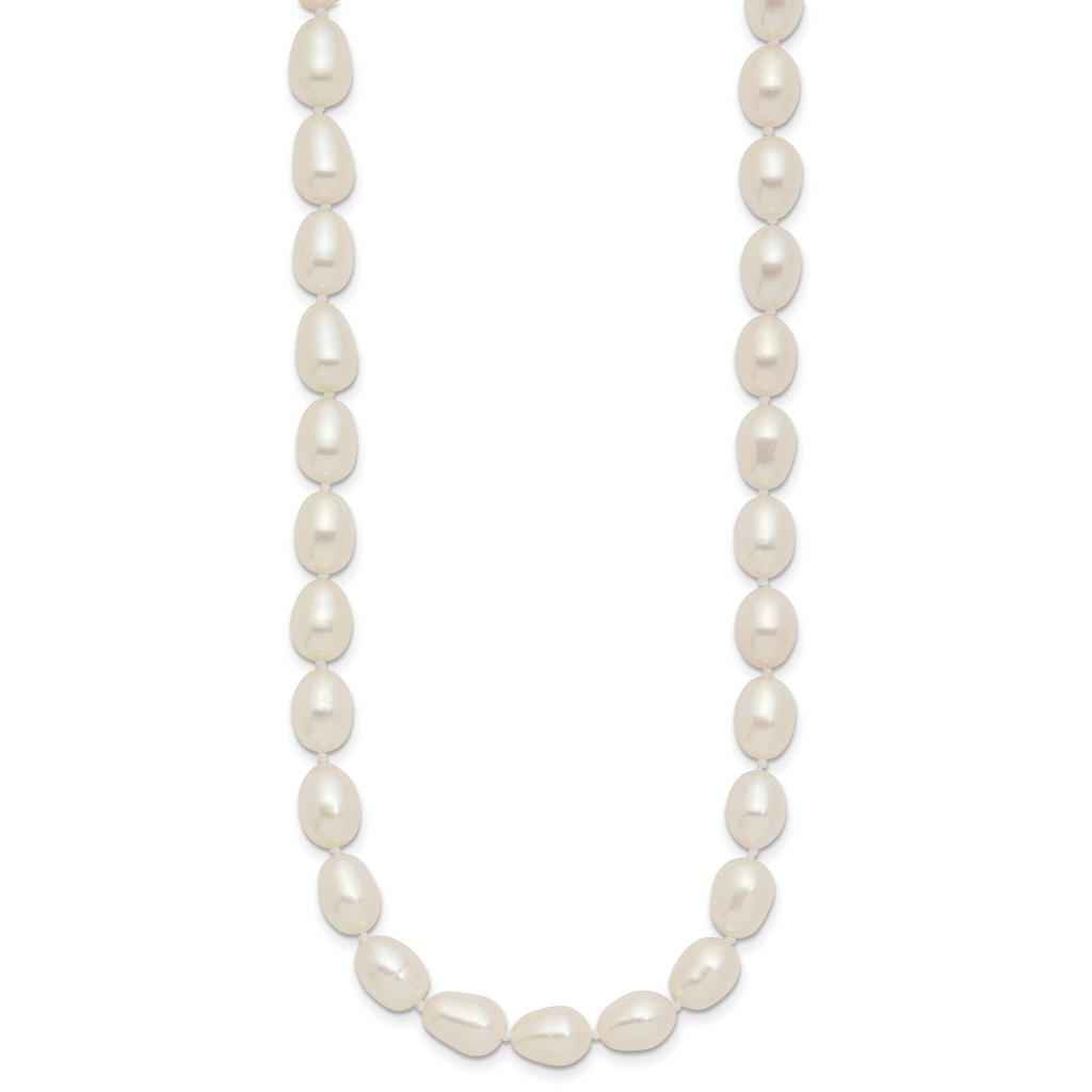 14k 7-8mm White Rice Freshwater Cultured Pearl 16 inch Necklace