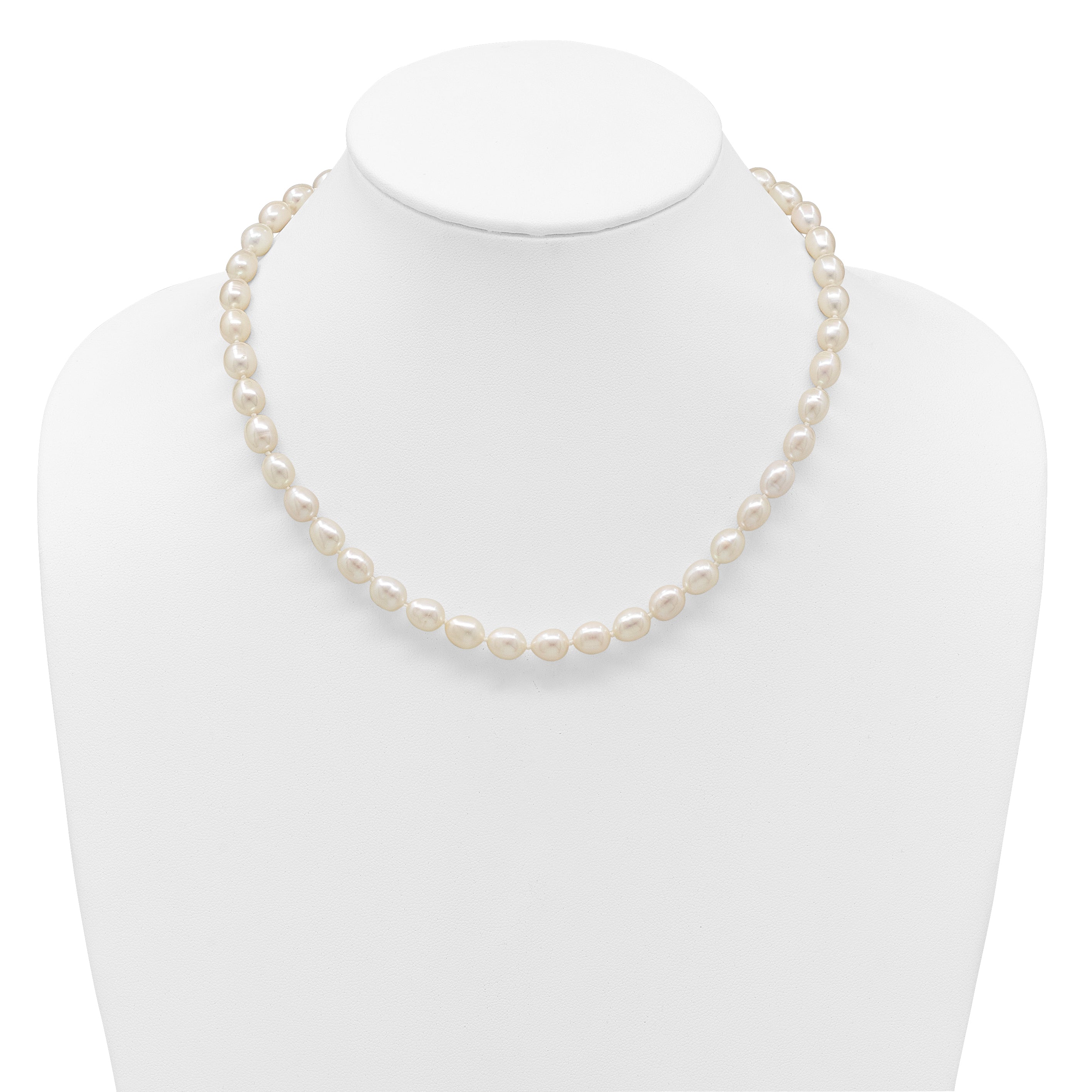 14k 7-8mm White Rice Freshwater Cultured Pearl 16 inch Necklace