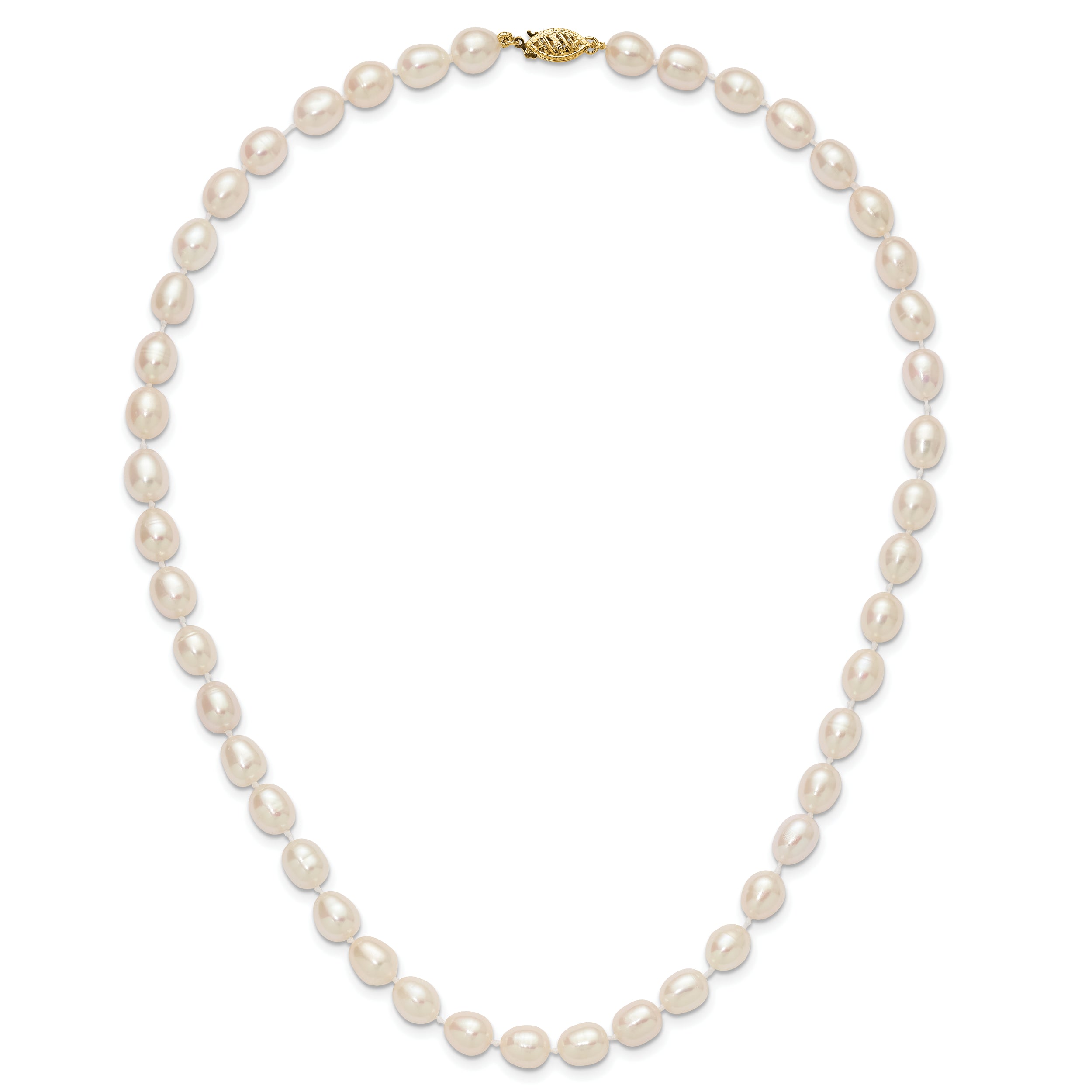 14k 7-8mm White Rice Freshwater Cultured Pearl 20 inch Necklace