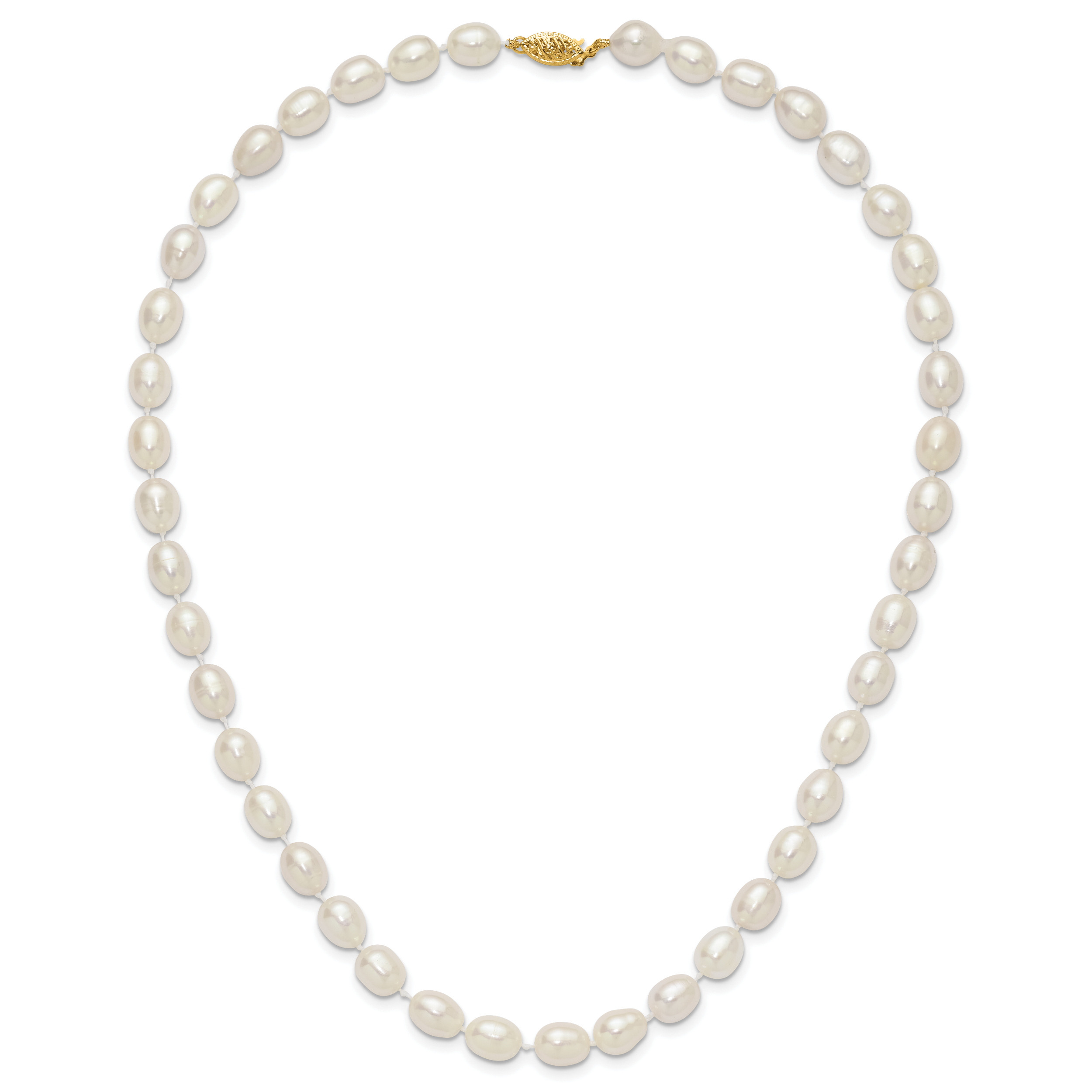 14k 7-8mm White Rice Freshwater Cultured Pearl 16 inch Necklace