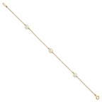 10 Karat 5-6mm White Near-Round Freshwater Cultured Pearl 3-Station 7.25 inch Bracelet - View 2