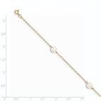 14k 5-6mm White Near-Round Freshwater Cultured Pearl 3-Station 7.25 inch Bracelet