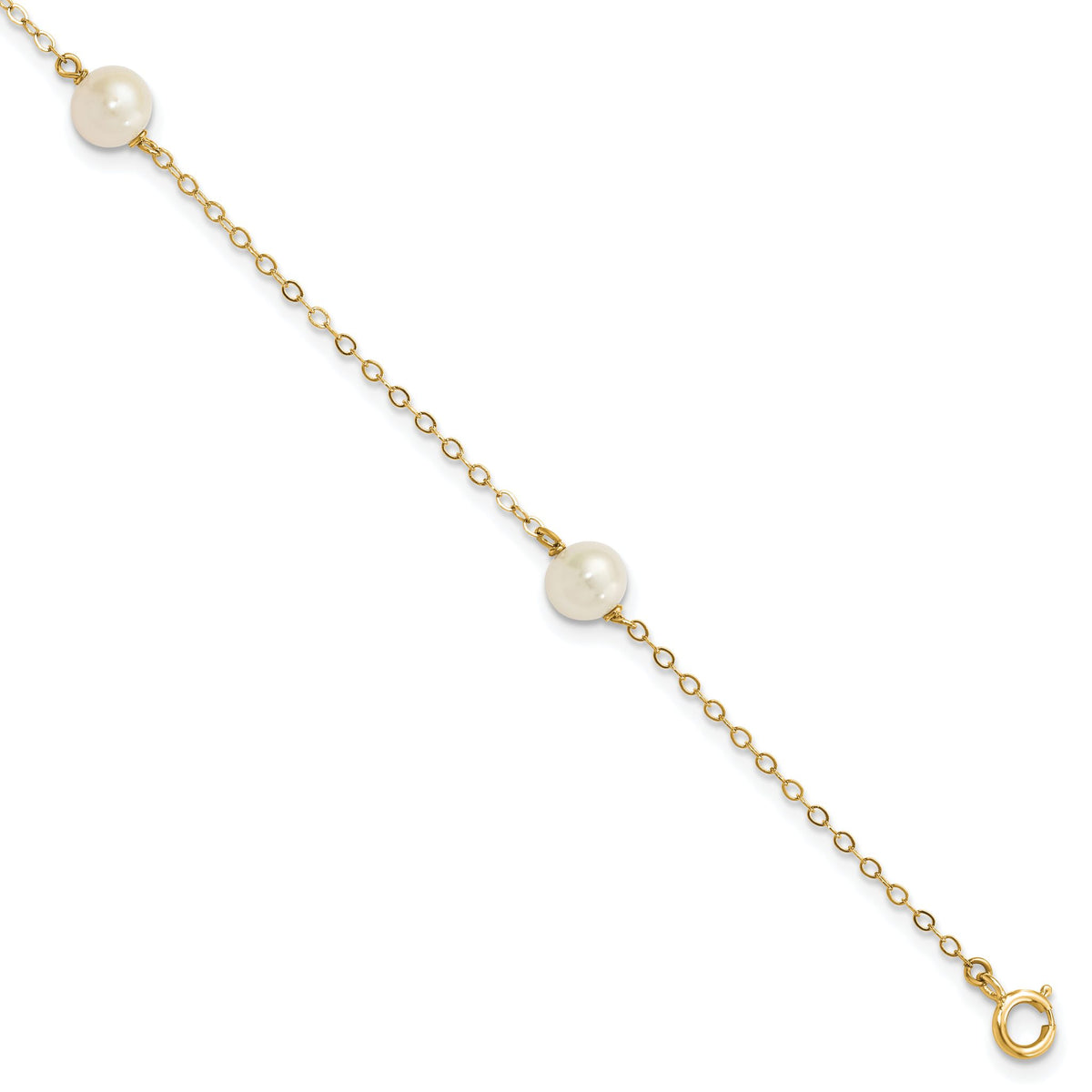 Freshwater Pearl Station Bracelet in 14K Yellow Gold, 7.2 Inch - Sophia Jewelers Main image