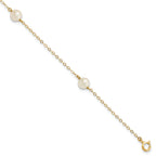 14k 5-6mm White Near-Round Freshwater Cultured Pearl 3-Station 7.25 inch Bracelet