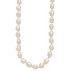 14k 7x11mm Baroque White Freshwater Cultured Pearl 20 inch Necklace