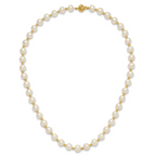 14k 8-9mm White Near-Round Freshwater Cultured Pearl and Diamond-cut Beaded 18 inch Necklace