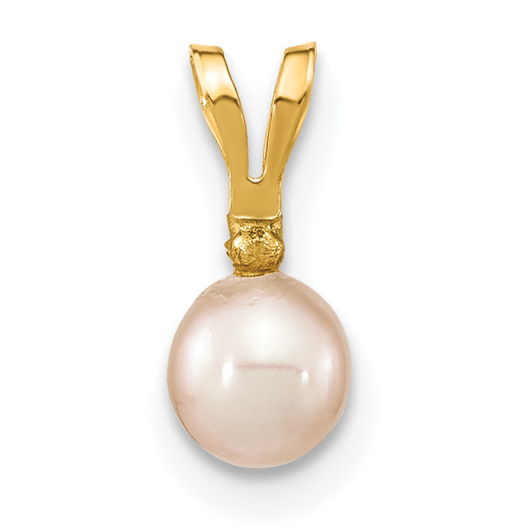 14K Madi K 4-5mm Rd Pink FWC Pearl .03ct. Diamond Earring and Pendant Set