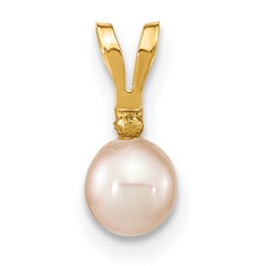 14K Madi K 4-5mm Rd Pink FWC Pearl .03ct. Diamond Earring and Pendant Set