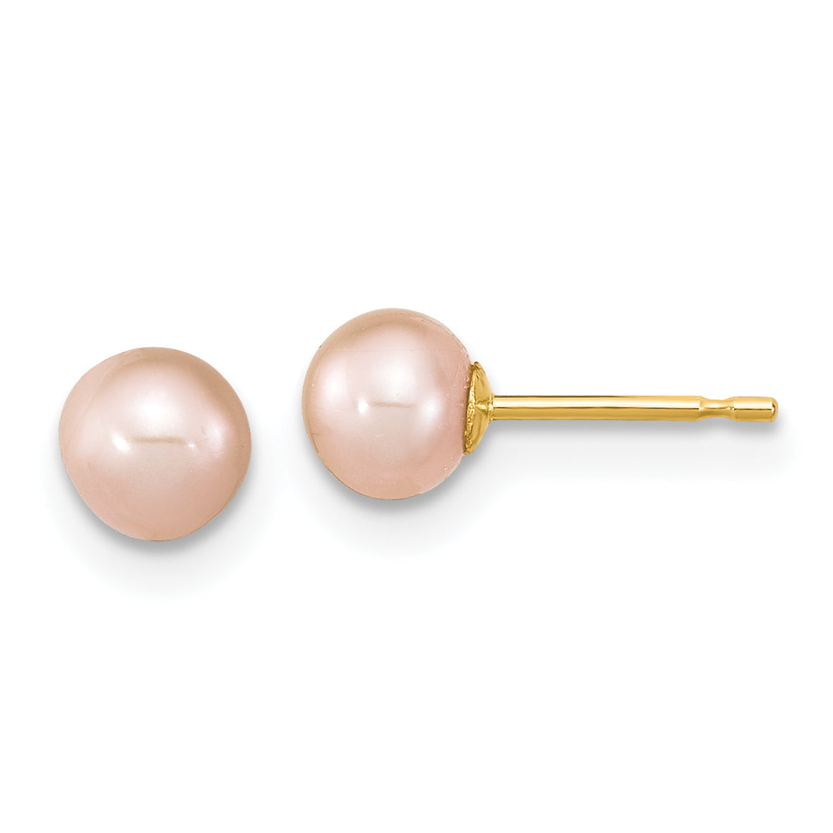 14k Madi K 4-5mm Pink Round Freshwater Cultured Pearl Pendant and Post Earrings Set Secondary image